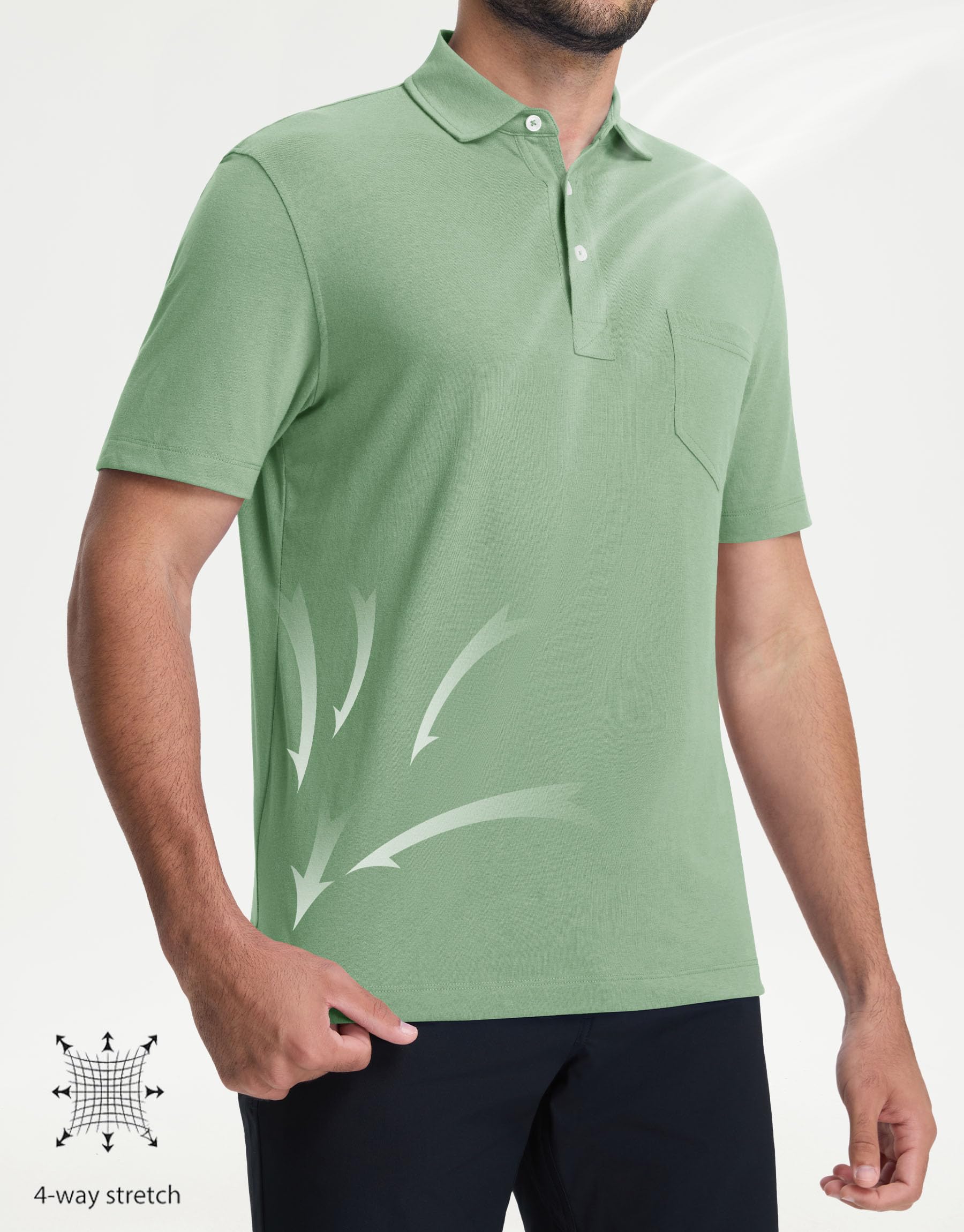 M MAELREG Mens Golf Shirts Short Sleeve Lightweight Soft Cotton Blend with Pocket Summer Casual Daily Wear