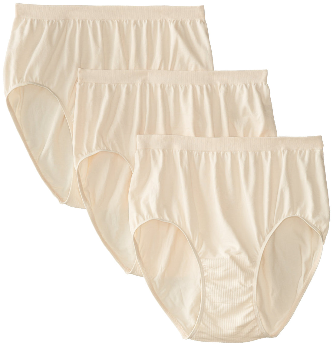 Bali Women's Comfort Revolution Seamless Brief Underwear, Microfiber Stretch Panty, 3-pack