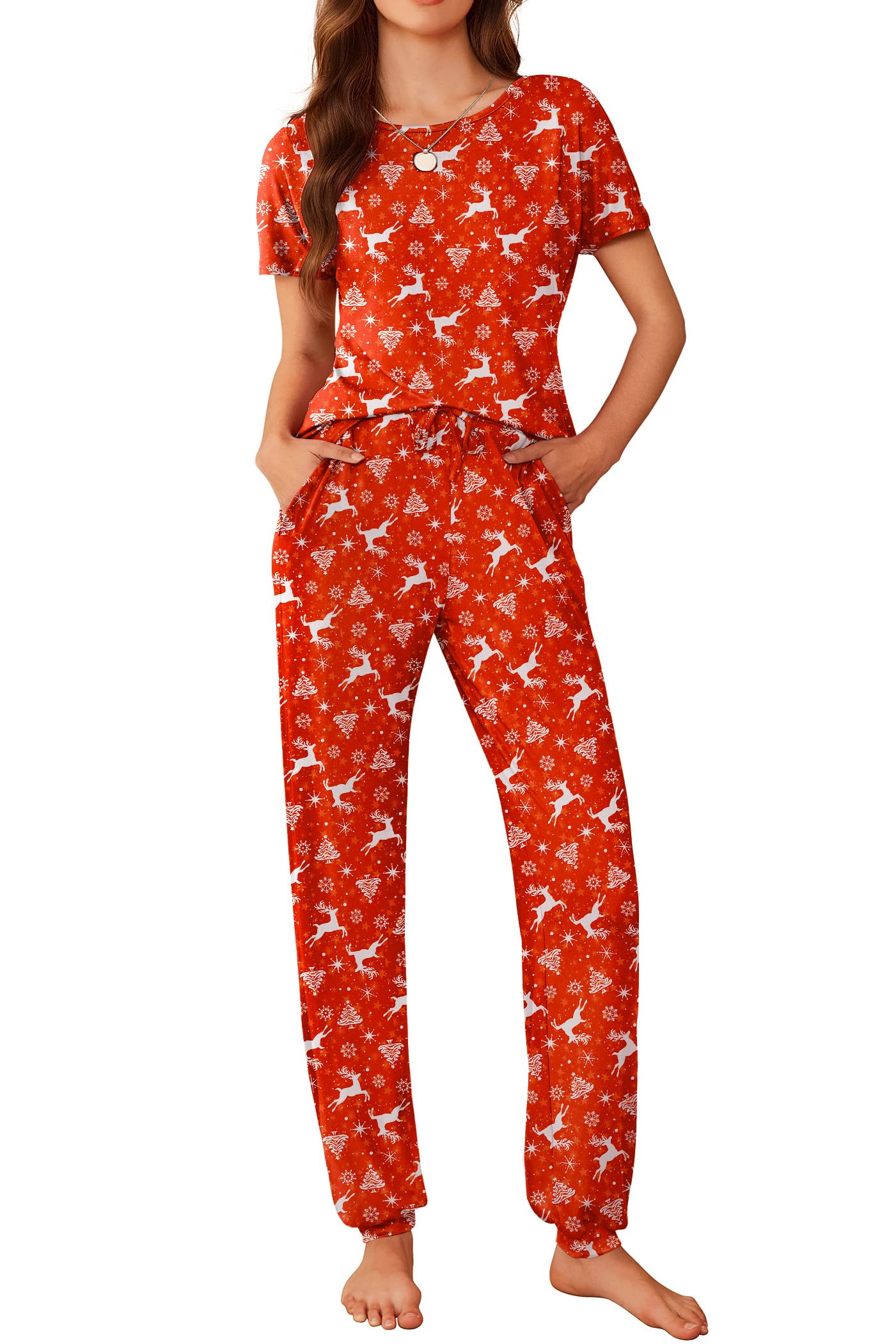 Ekouaer Pajamas for Womens Set Soft 2 Piece Loungewear with Jogger Pants