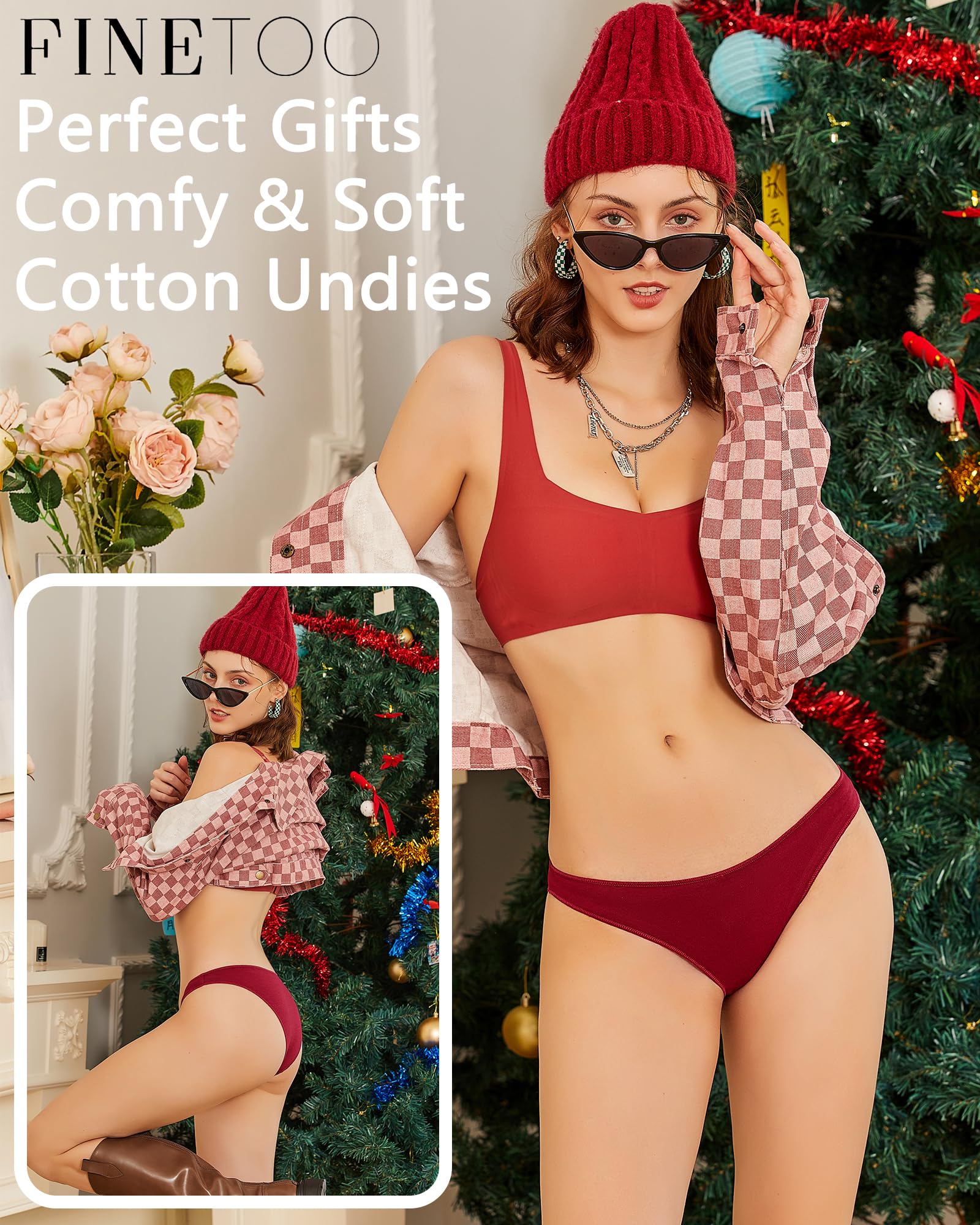 FINETOO Cotton Underwear for Women Sexy Cheeky Bikini Panties Lingerie