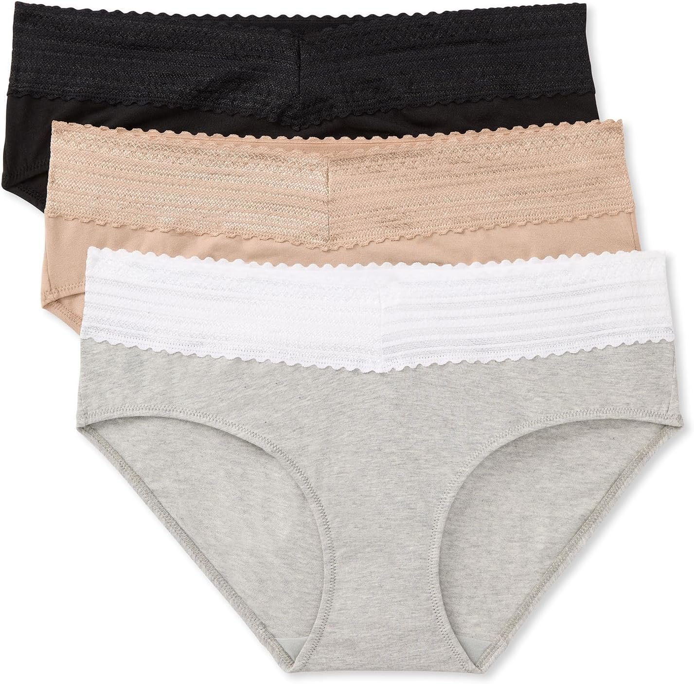 Warner's Women's Blissful Benefits Dig-Free Comfort Waist with Lace Cotton Hipster 3-Pack Ru2263w