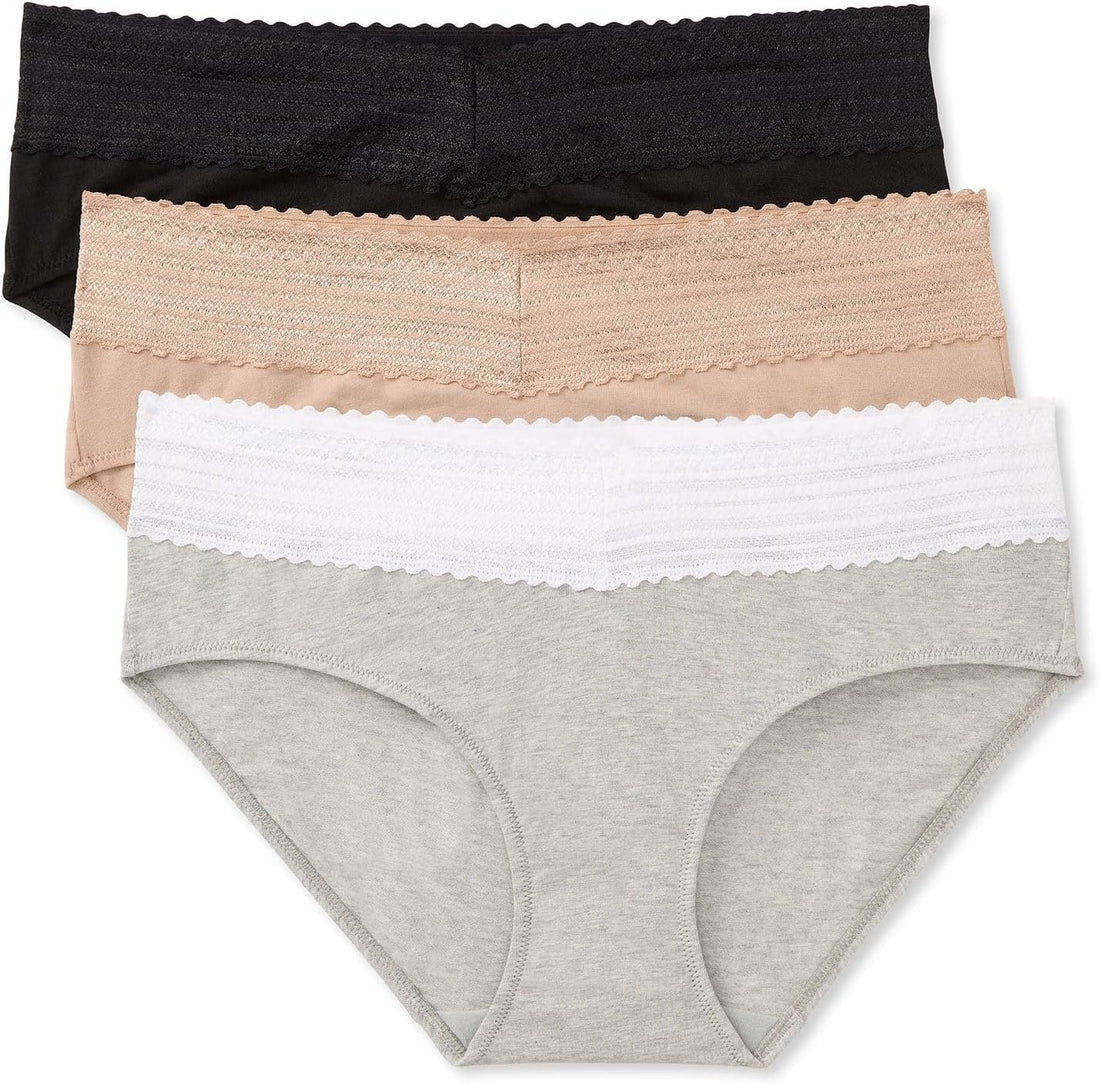 Warner's Women's Blissful Benefits Dig-Free Comfort Waist with Lace Cotton Hipster 3-Pack Ru2263w