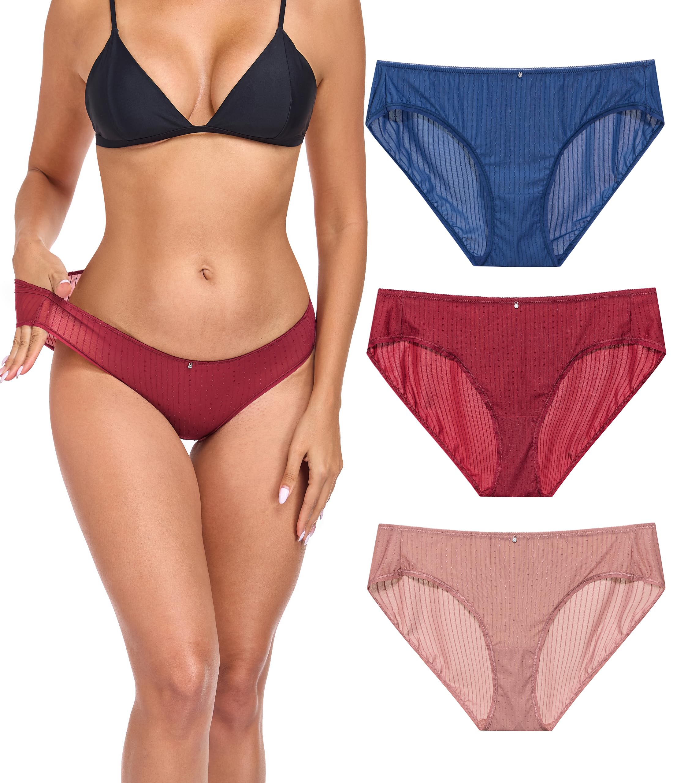 ANLIQI Womens Bikini Underwear Quick Dry Travel Panties Packs Ployamide Hipster Low Rise Soft Fast Wash Comfy Lady Undies