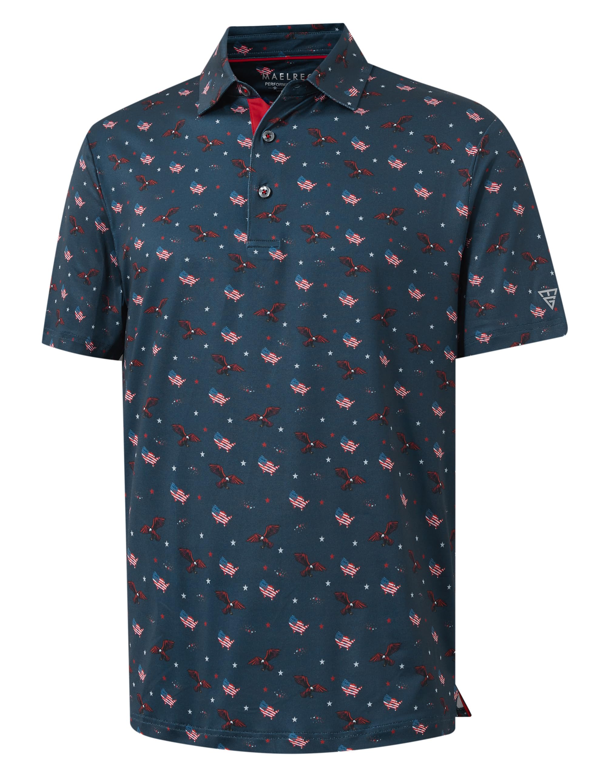 M MAELREG Mens Golf Shirt Print Performance Moisture Wicking Dry Fit Short Sleeve Casual Collared Polo Shirts for Men