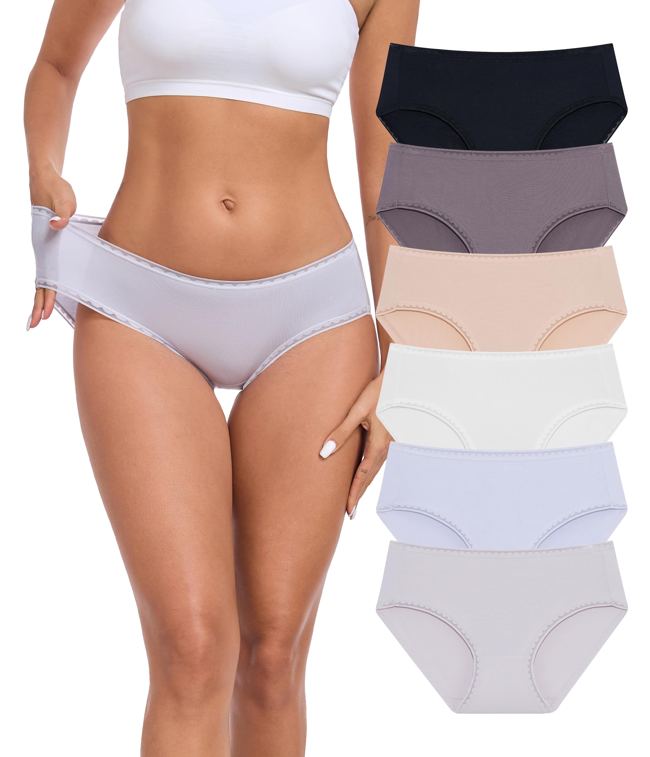 ANLIQI Modal Hipster Underwear Women Soft Moisture Wicking Panties 3/6 Pack