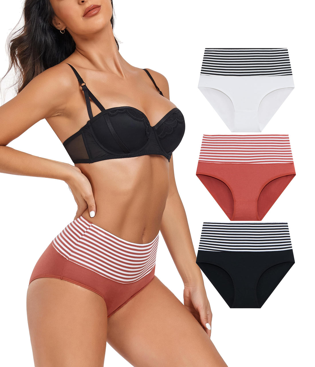 ANLIQI Women's Cotton Modal Ployamide Bikini Panties, Soft Moisture Wicking Hipster Briefs Undies for Ladies Multi-Pack