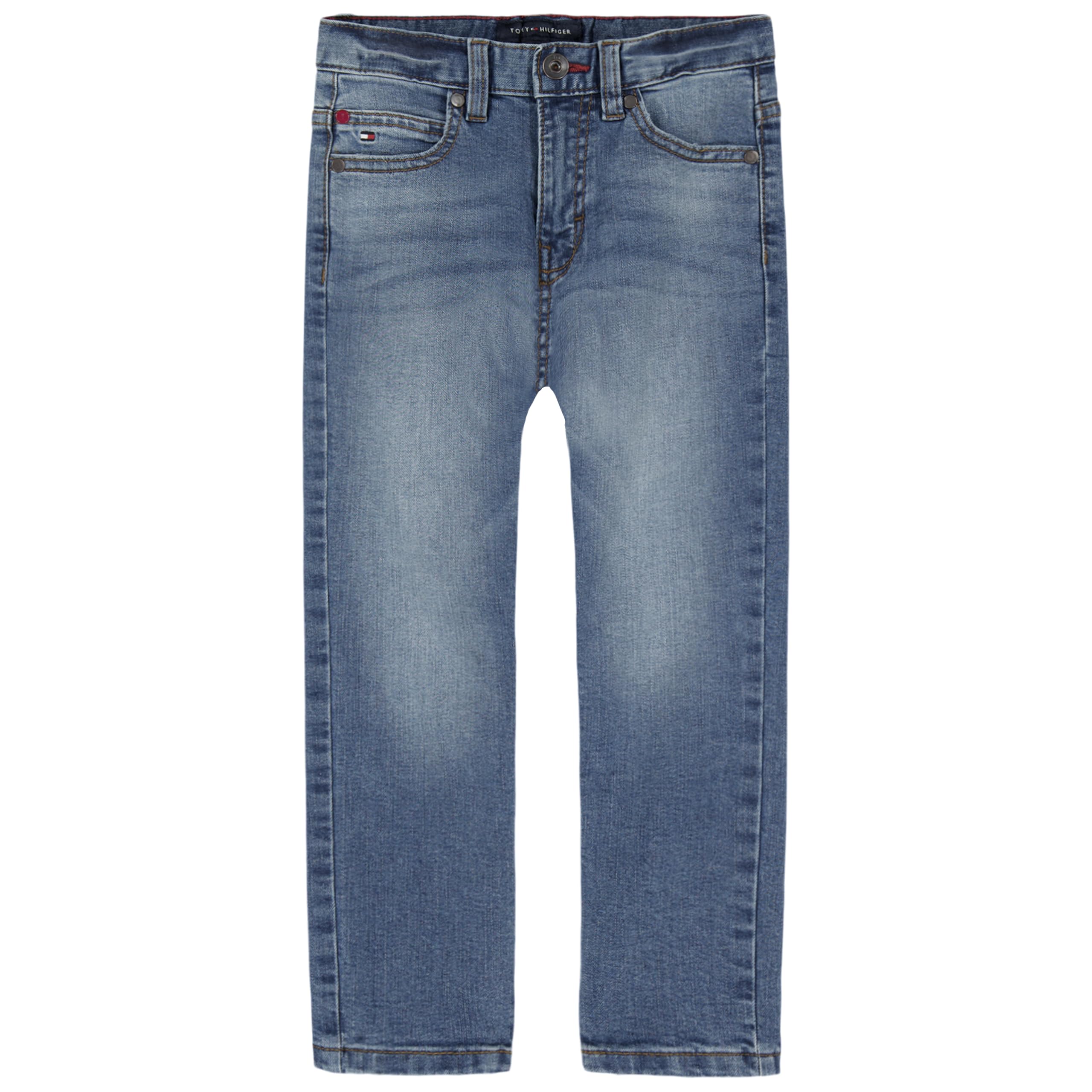 Tommy Hilfiger Boys' 5-Pocket Stretch Slim Straight Leg Denim Jean, Zipper Fly & Button Closure