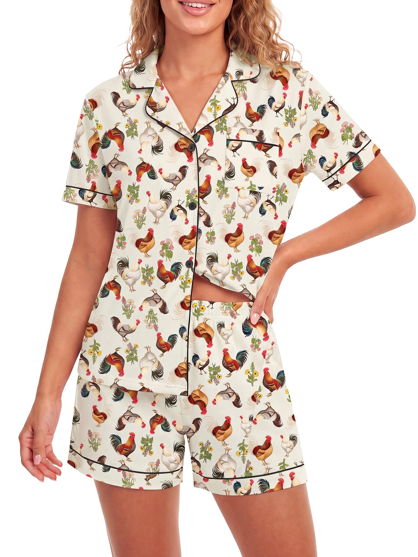 LYANER Women's Heart Print Pajamas Sets