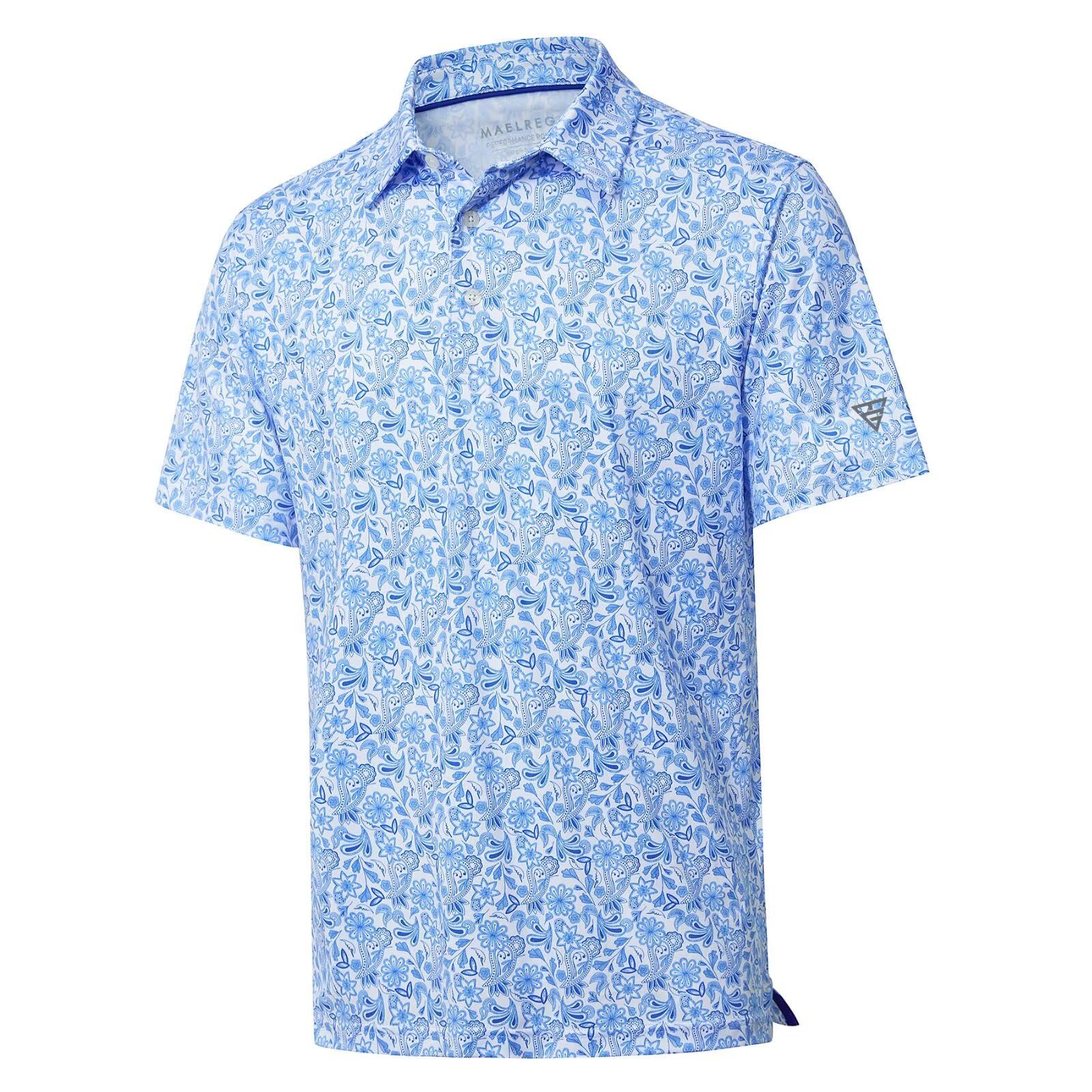 Golf Shirts for Men Dry Fit Short Sleeve Print Performance Moisture Wicking Polo Shirt