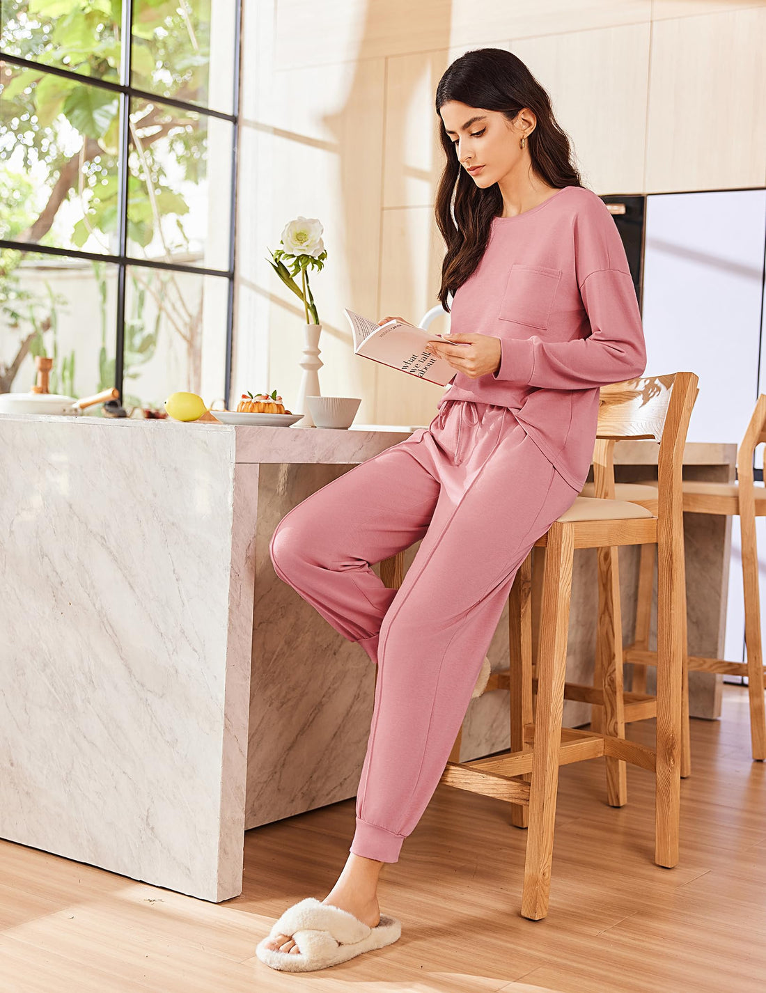 Ekouaer Lounge Sets for Women 2 Piece Jogger Pants Pajamas