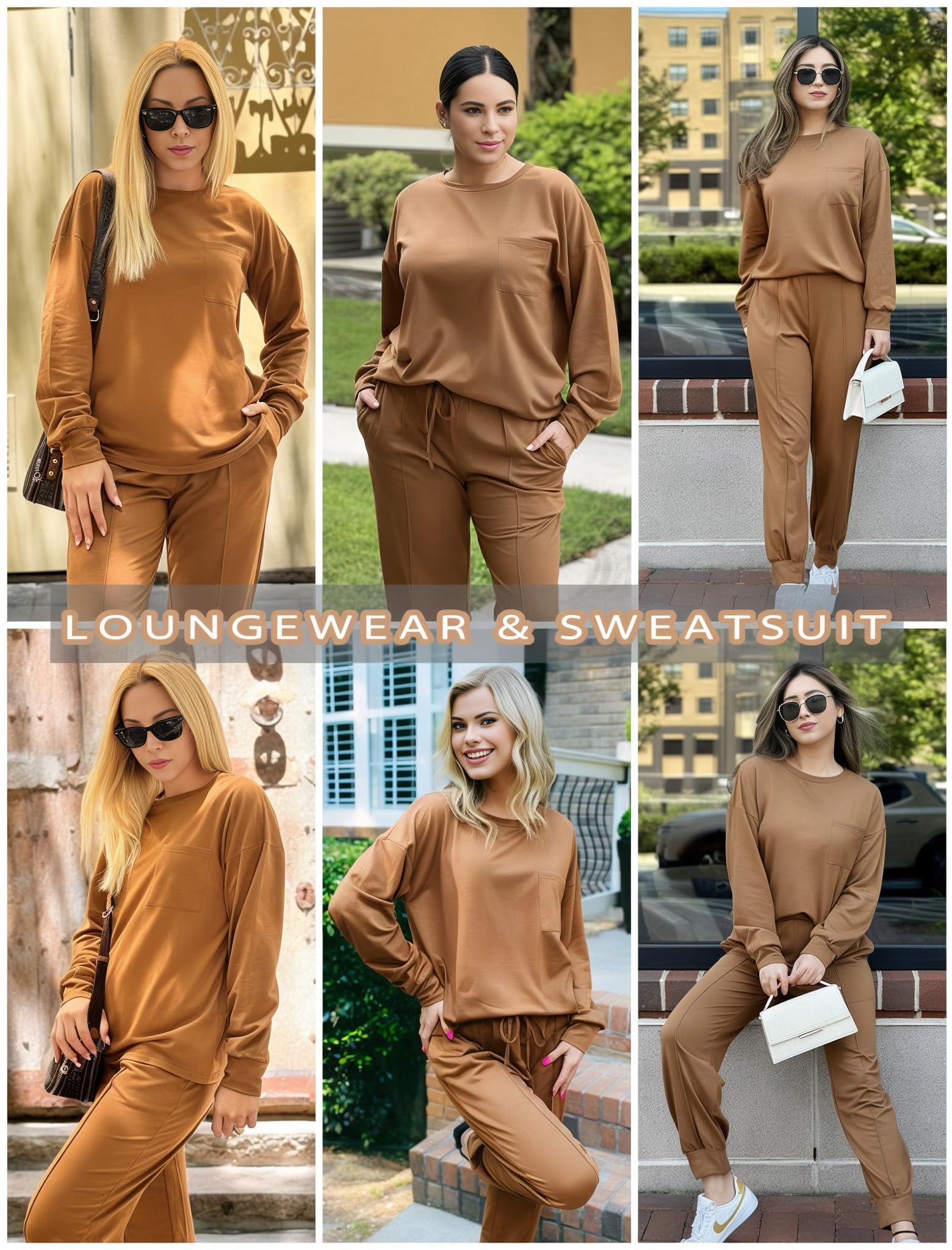 Ekouaer Lounge Sets for Women 2 Piece Jogger Pants Pajamas
