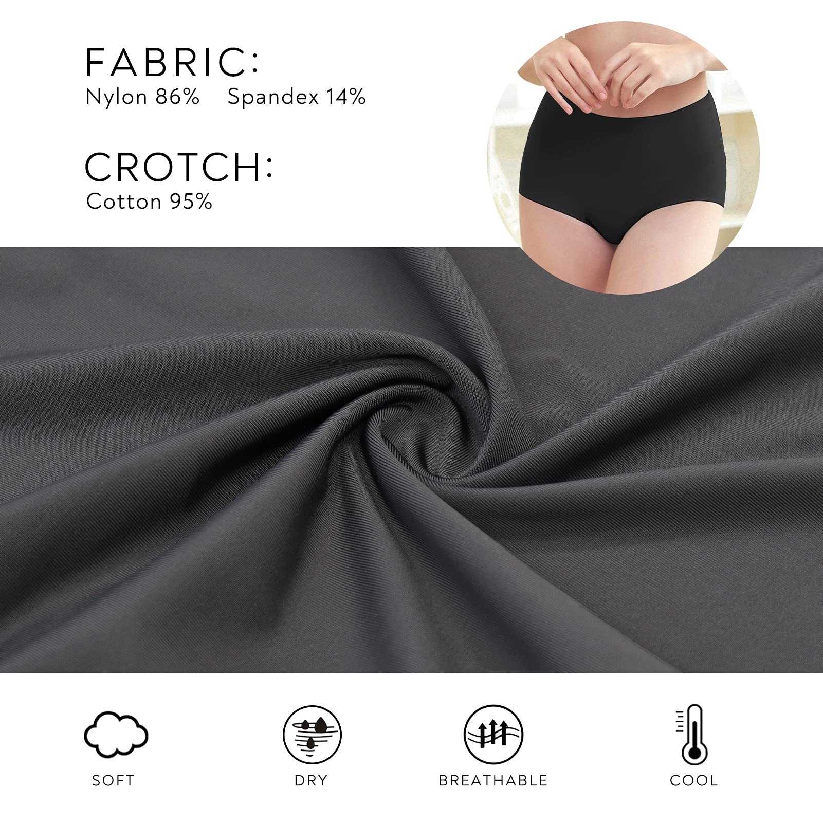 FallSweet No Show High Waist Briefs Underwear for Women Seamless Panties