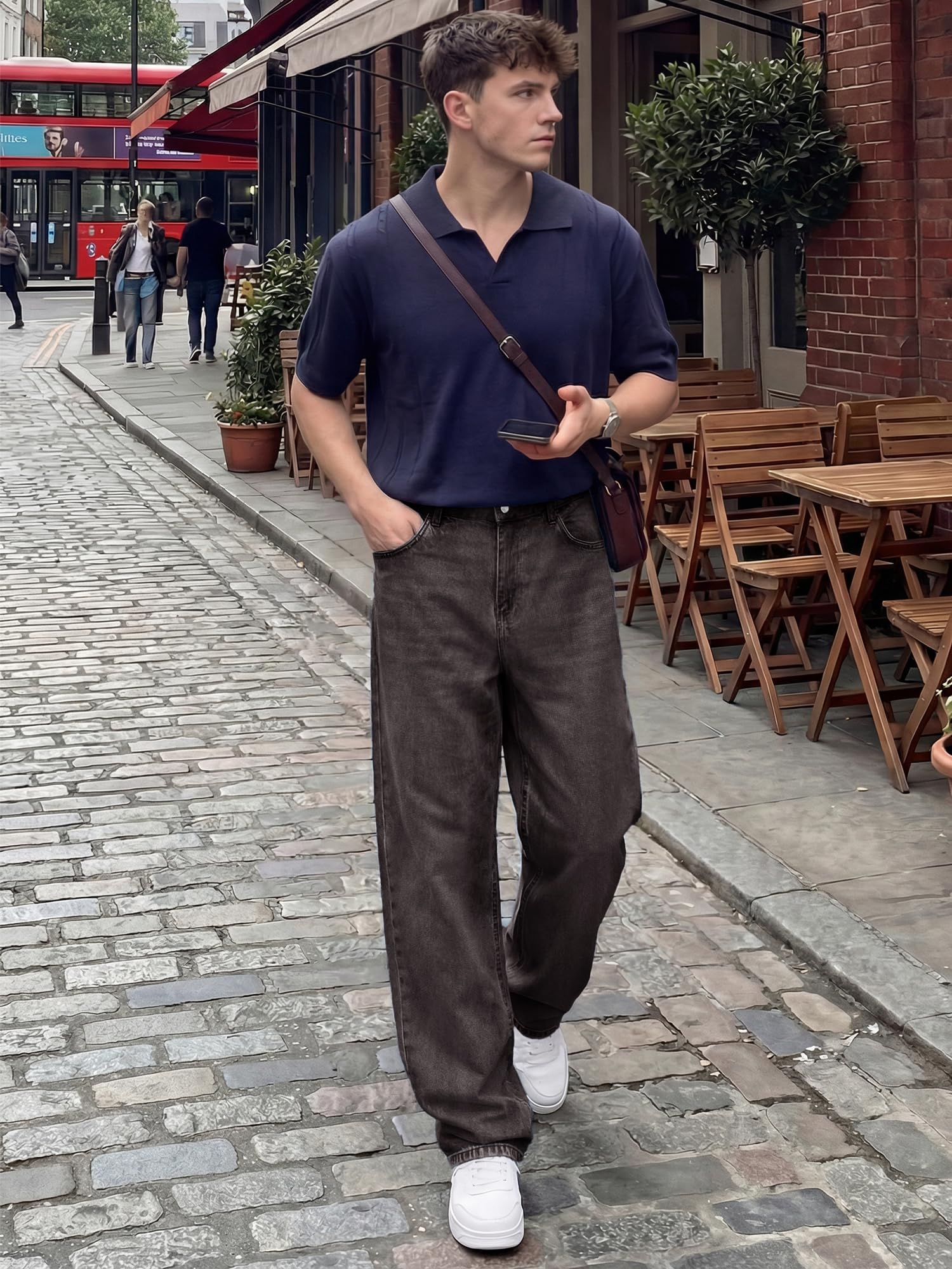 JMIERR Mens Baggy Jeans Wide Leg Y2K Loose Fit Denim Pants | Vintage Relaxed Loose Fit, Stretch, Straight Leg, Skater Streetwear, 5 Pockets, Casual Carpenter Jean, Hip Hop