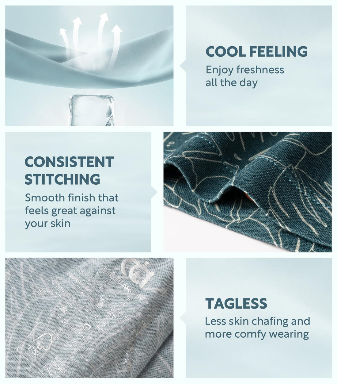 DAVID ARCHY Men's Bamboo Rayon Boxers Breathable Cooling Mens Boxer Shorts with Button Fly Relaxed Fit Underwear 3/4/5 Pack