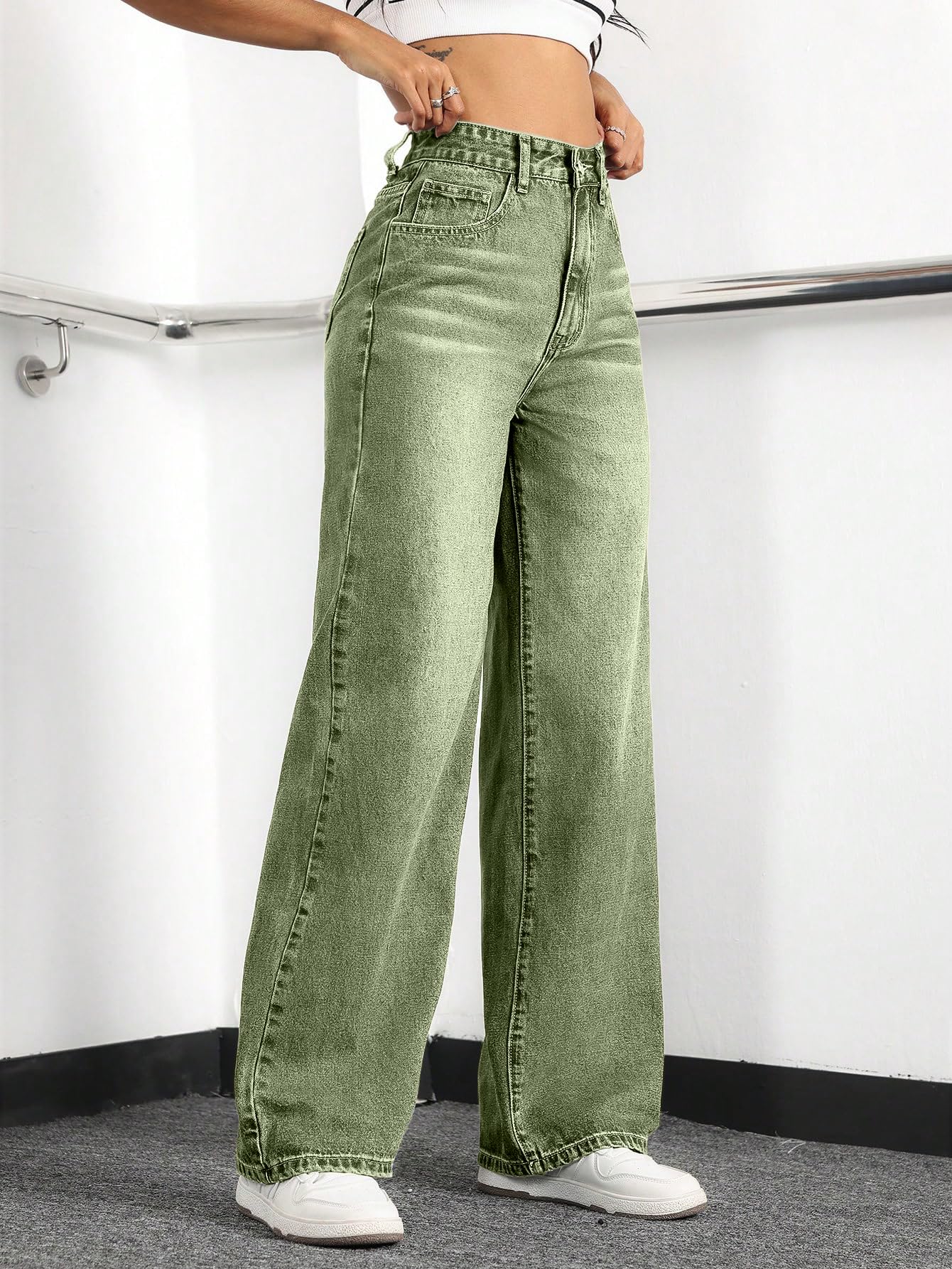 Straight Leg Jeans for Women,High Waisted Wide Leg Loose Stretchy Boyfriend Denim Pants Baggy Jeans for Women