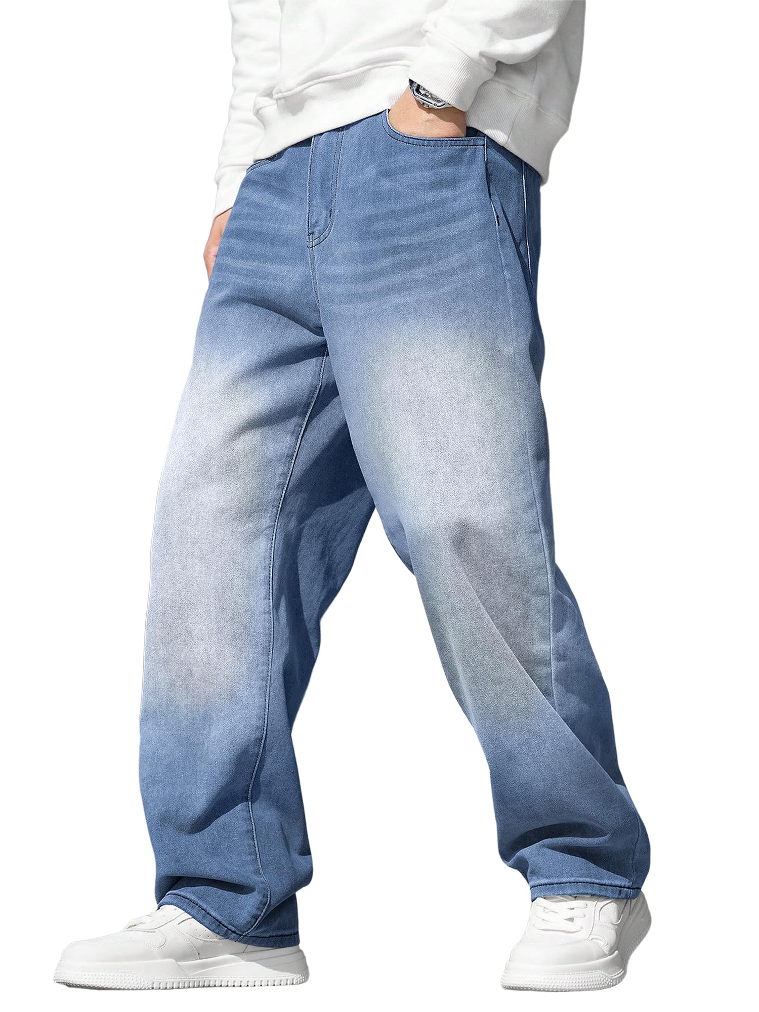 JMIERR Mens Baggy Jeans Wide Leg Y2K Loose Fit Denim Pants | Vintage Relaxed Loose Fit, Stretch, Straight Leg, Skater Streetwear, 5 Pockets, Casual Carpenter Jean, Hip Hop