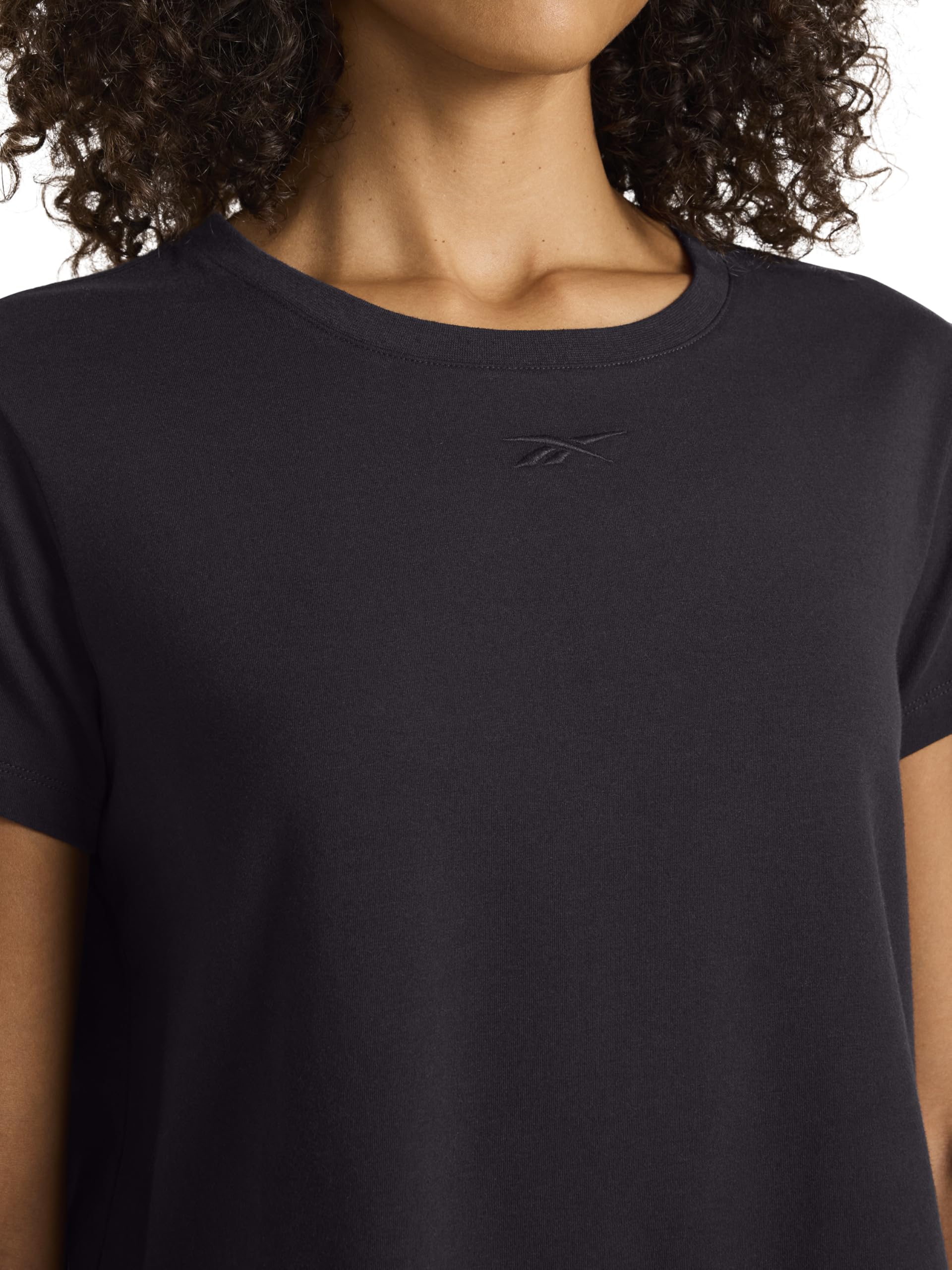 Reebok Women's Embroidery Hit Graphic Crewneck T-Shirt, Standard Fit, Lightweight Stretch Cotton Fabric