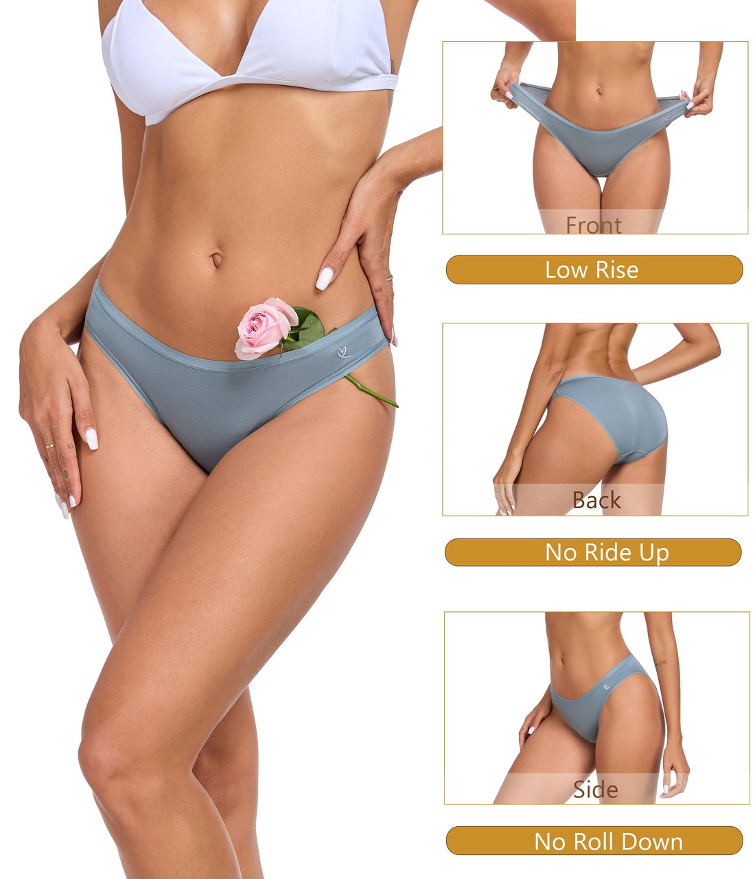 ANLIQI Modal Underwear Women Supersoft Bikini Panties for Women Pack Hi Cut Hipster Breathable Comfy Stretchy Ladies Undies