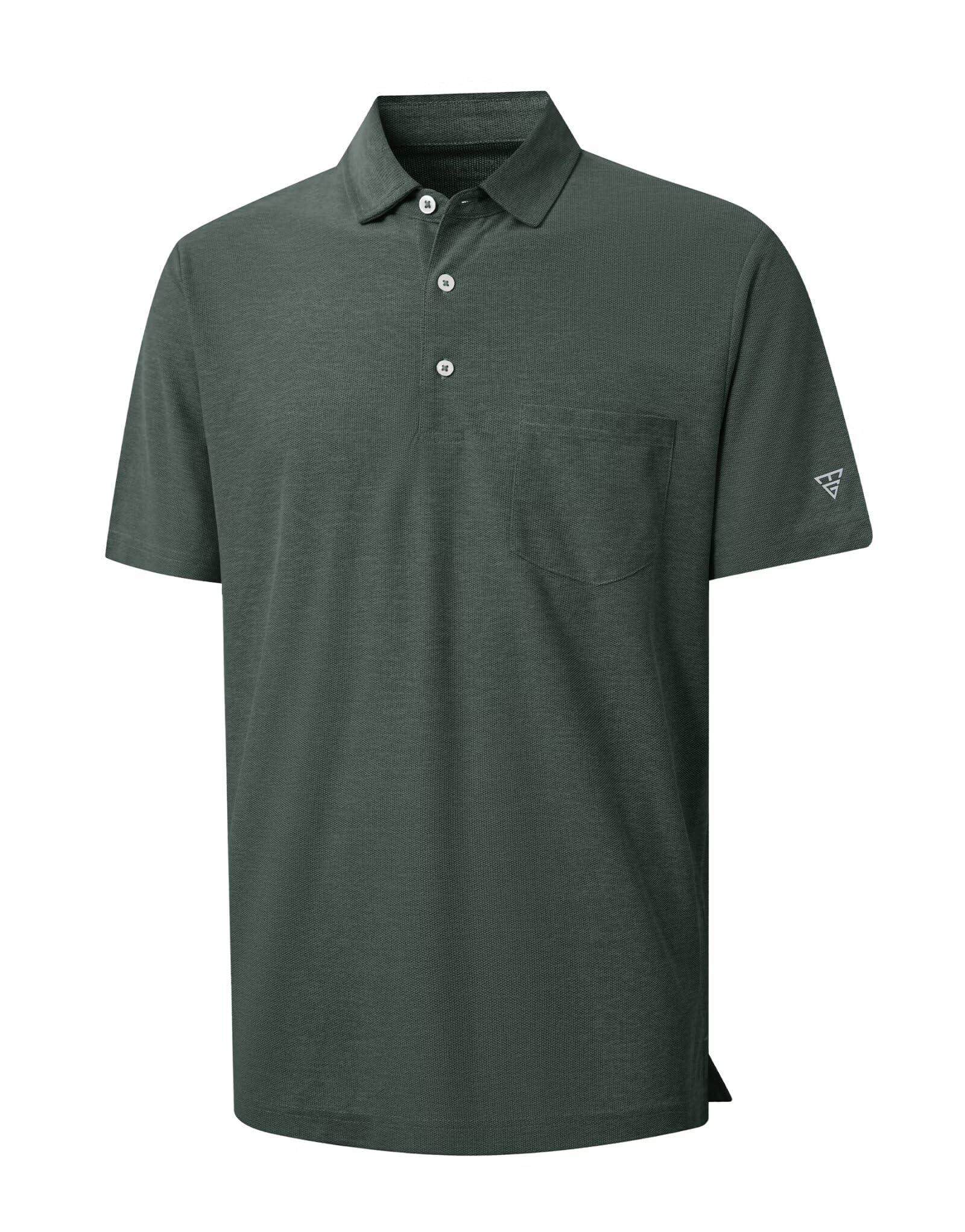 M MAELREG Golf Shirts for Men Heather Pocket Lightweight Moisture Wicking Cllared Stretch Mens Polo Shirts Short Sleeve
