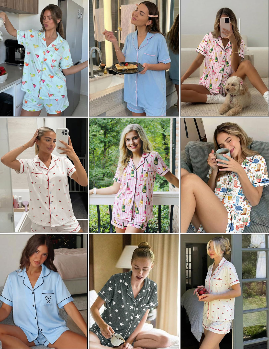 Ekouaer Womens Pajama Sets Button Up Pjs 2 Piece Short Sleeve Sleepwear