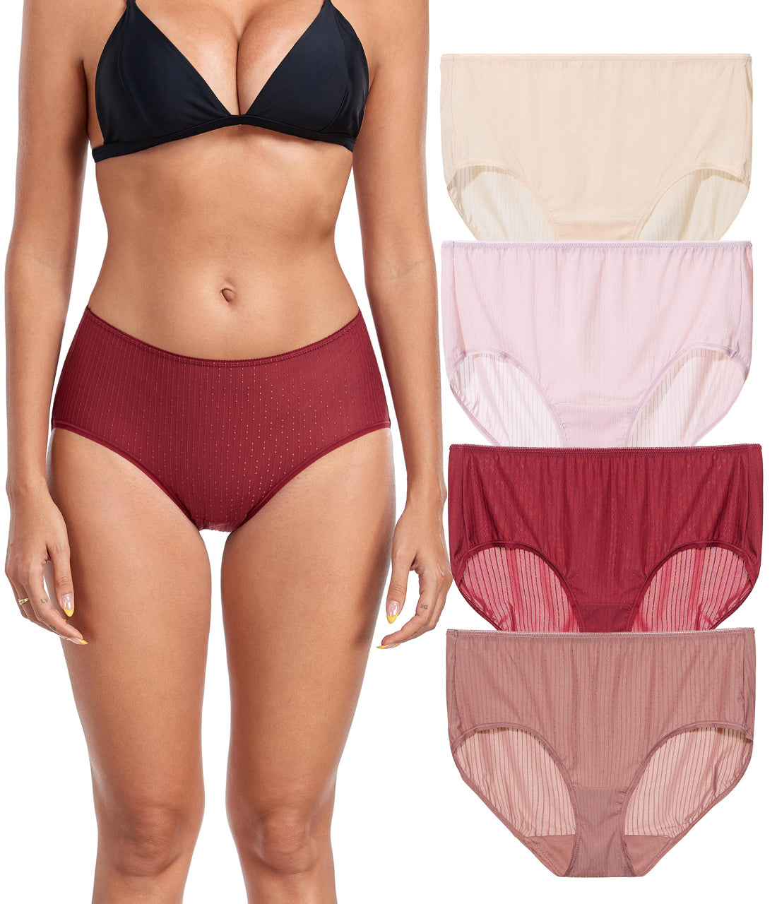 ANLIQI Quick Dry Underwear for Women Travel Panties Pack Hipster Panty Soft & Lightweight Bikini Brief Stay Fresh Undies