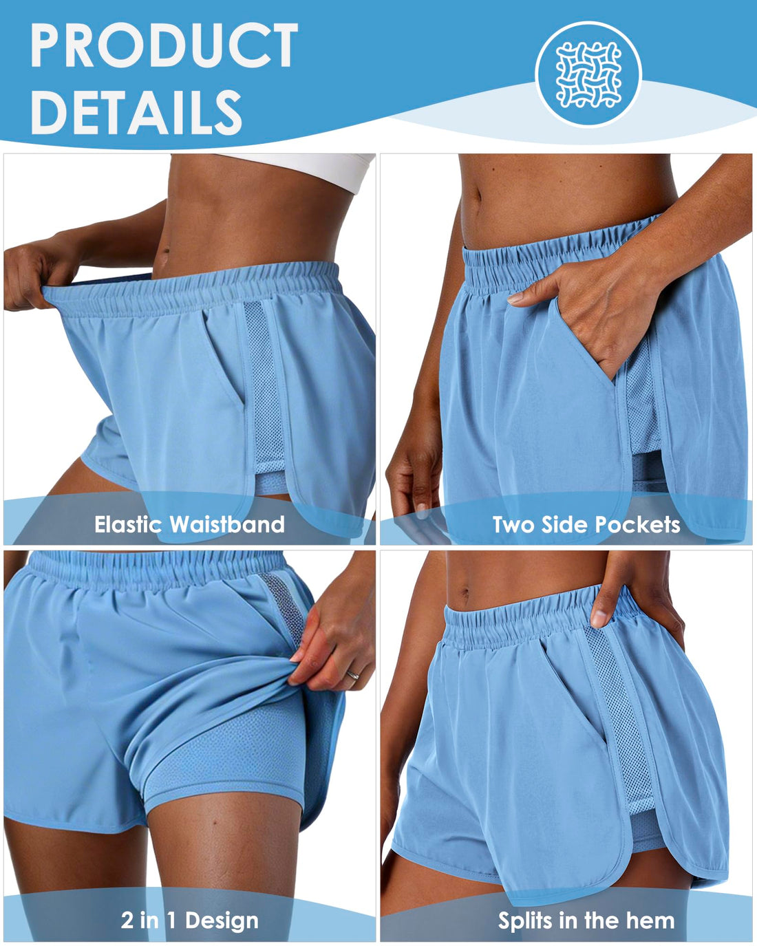 Womens Running Shorts with Liner Womens 2 in 1 Athletic Shorts Quick Dry Shorts with Pockets for Walking Gym Hiking