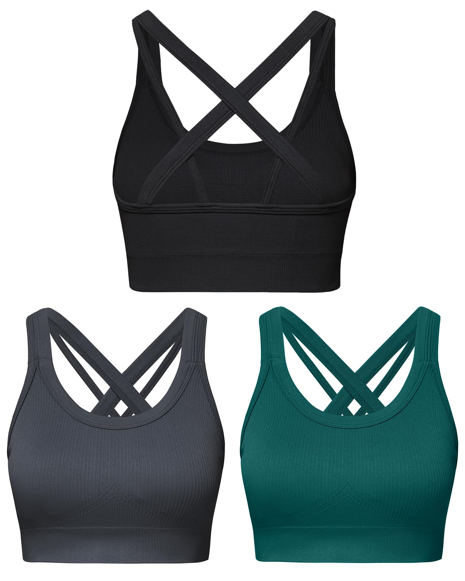 Sports Bras for Women HIigh Support, Criss-Cross Back Padded Strappy High Impact Sports Bras for Women Large Bust