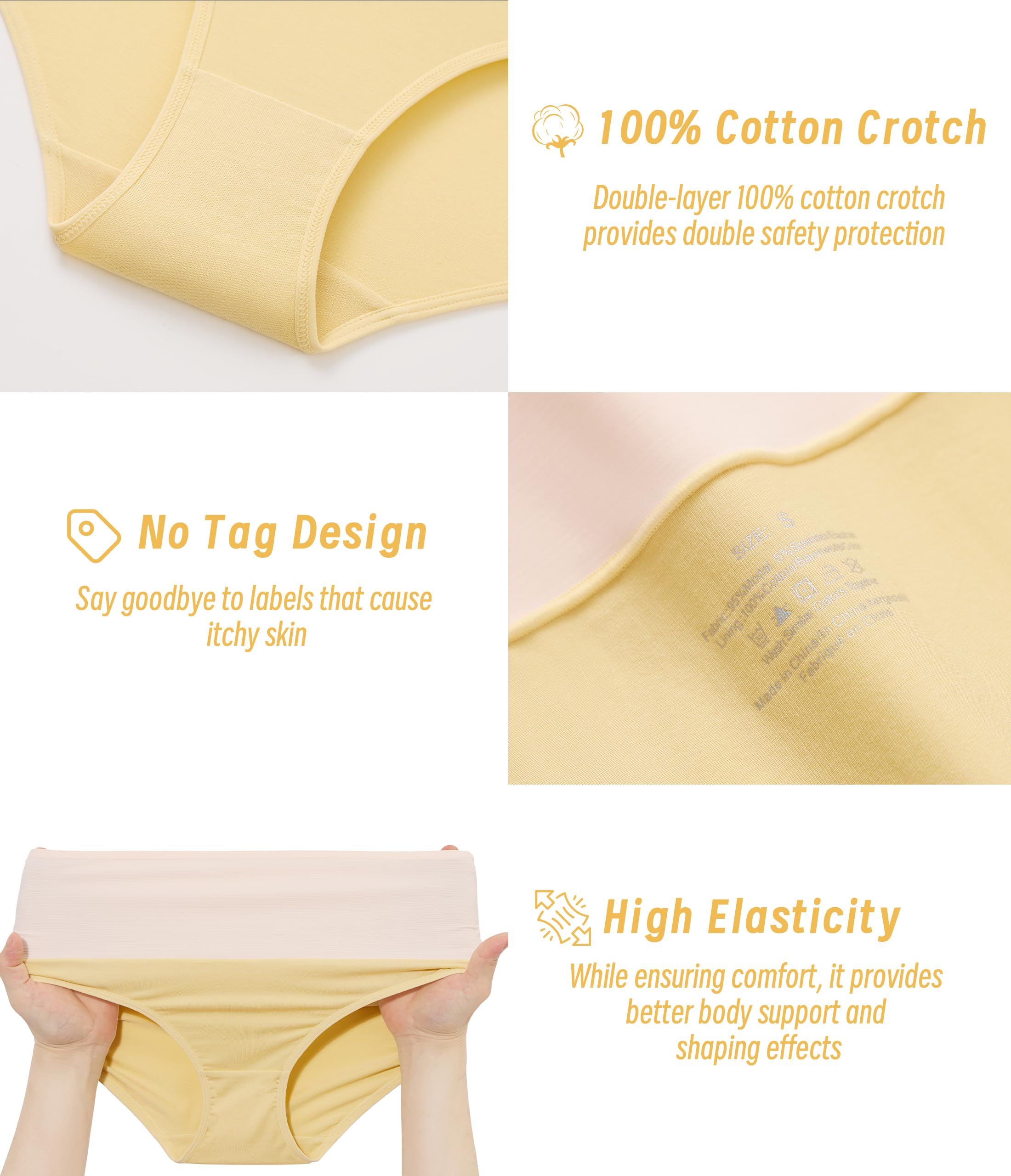 ANLIQI Women's Modal Underwear High Waisted Full Coverage Briefs Soft Stretch Breathable Ladies Hipster Panties Multipack