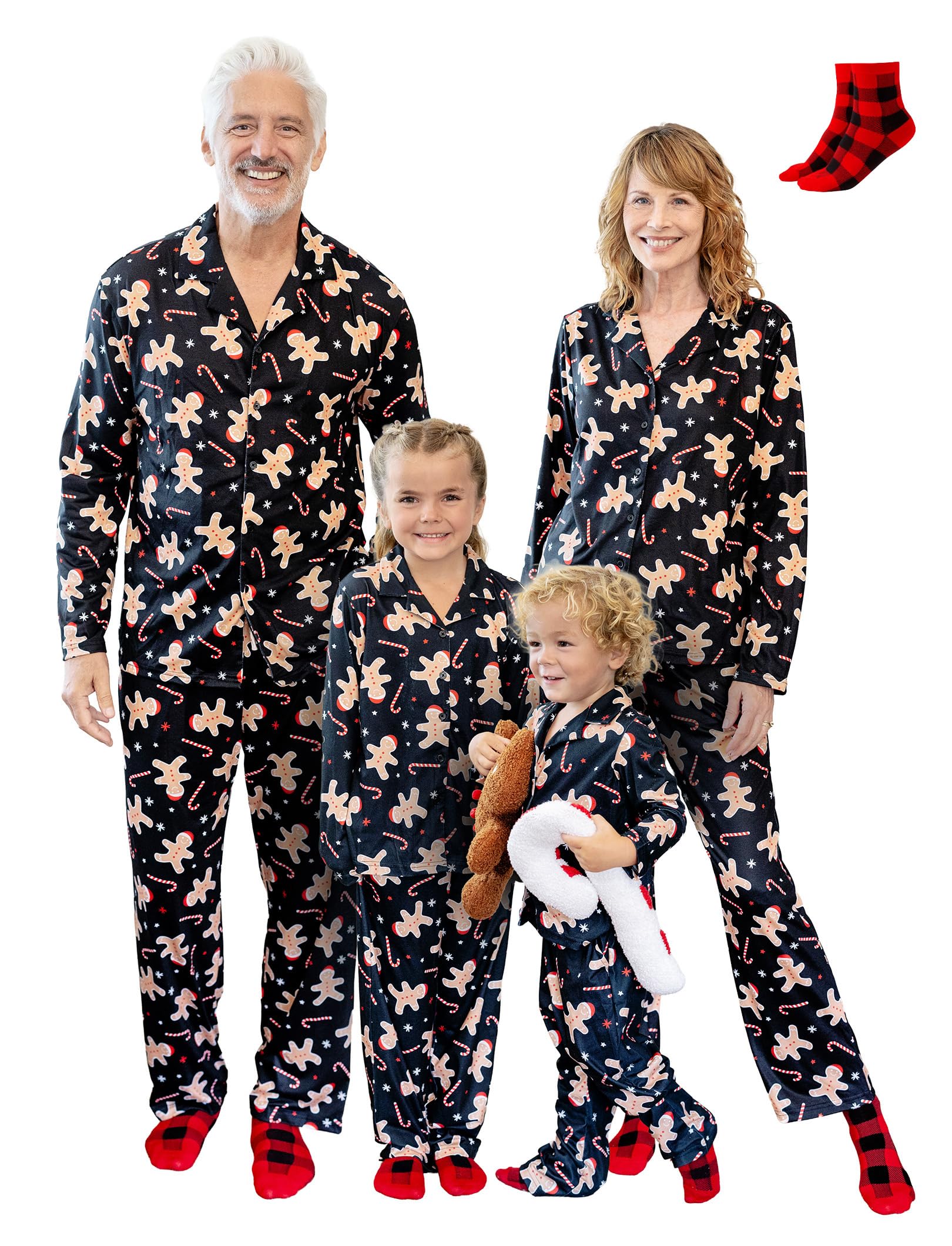 PATPAT Button Down Christmas Pajamas, Button Up Pjs for Family Christmas Party Long Sleeve Lounge Sets