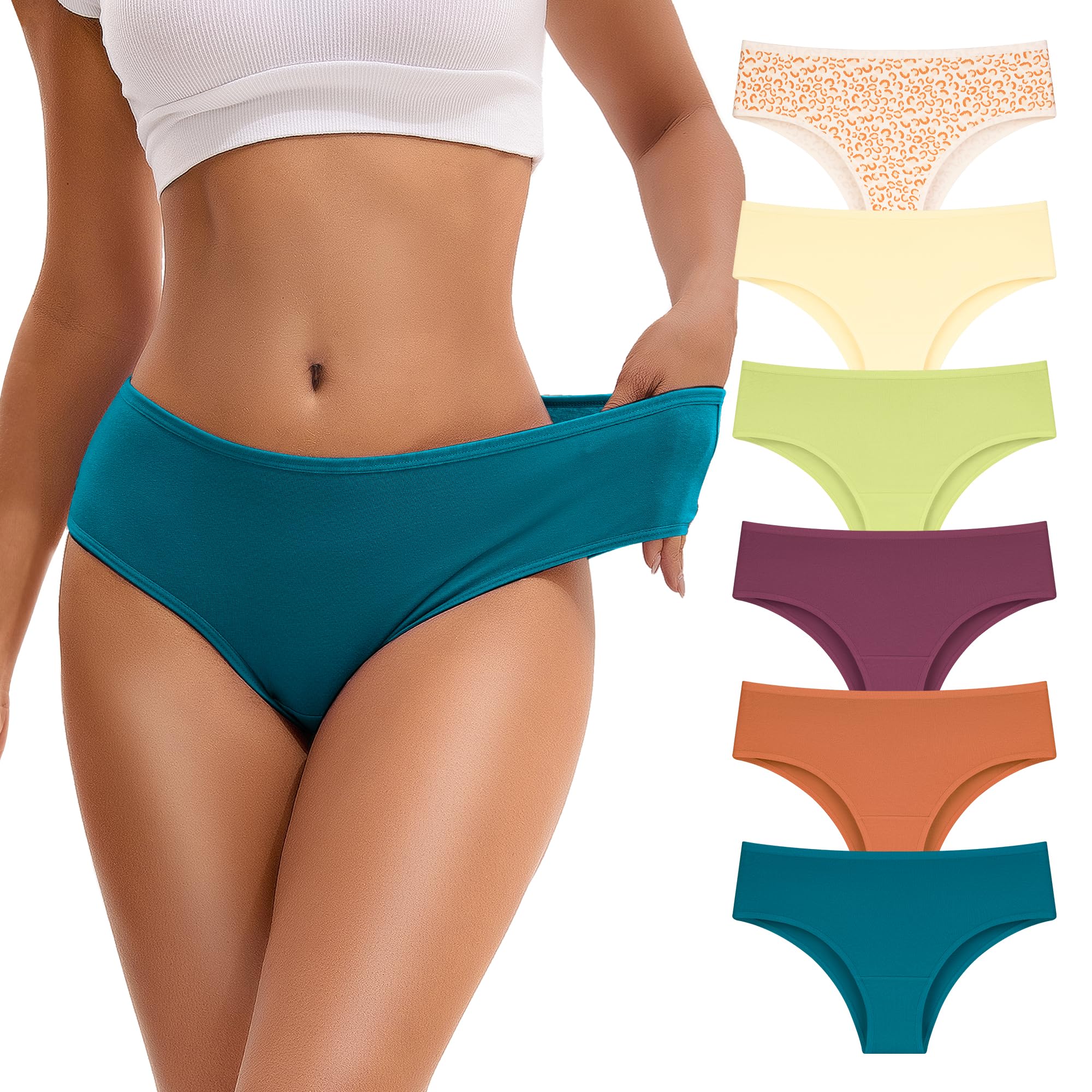 INNERSY Women's Cotton Underwear Cheeky Hipster Panties 6-Pack