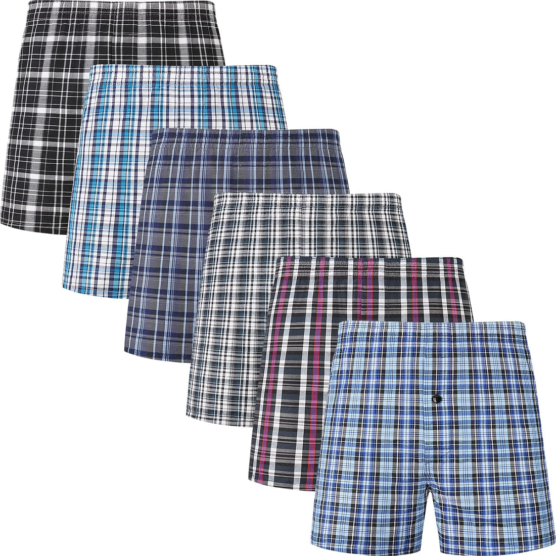 JupiterSecret Men's Underwear Woven Boxers for Men Pack Cotton Boxer Shorts Elastic Waistband