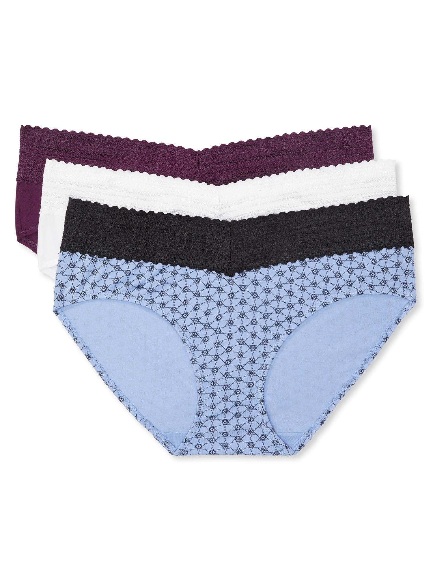 Warner's Women's Blissful Benefits Dig-Free Comfort Waist with Lace Cotton Hipster 3-Pack Ru2263w