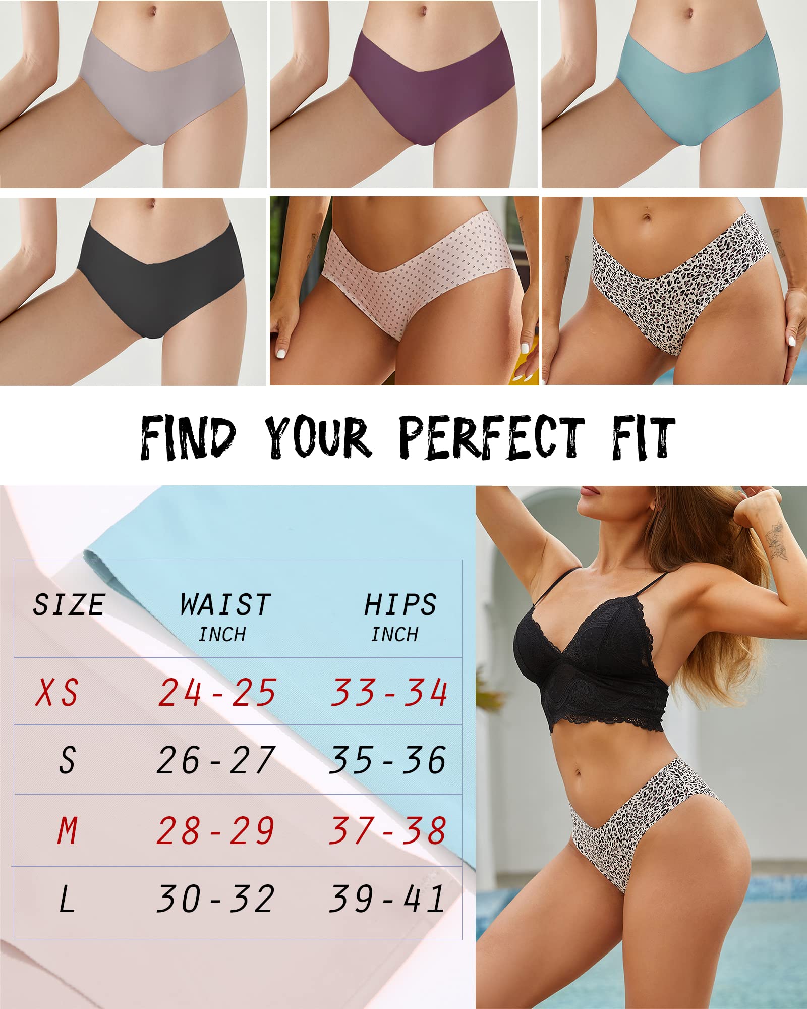 Women’s Seamless Bikini Panties Soft Stretch Invisibles Briefs No Show Hipster Underwear cheeky 9 pack XS-L