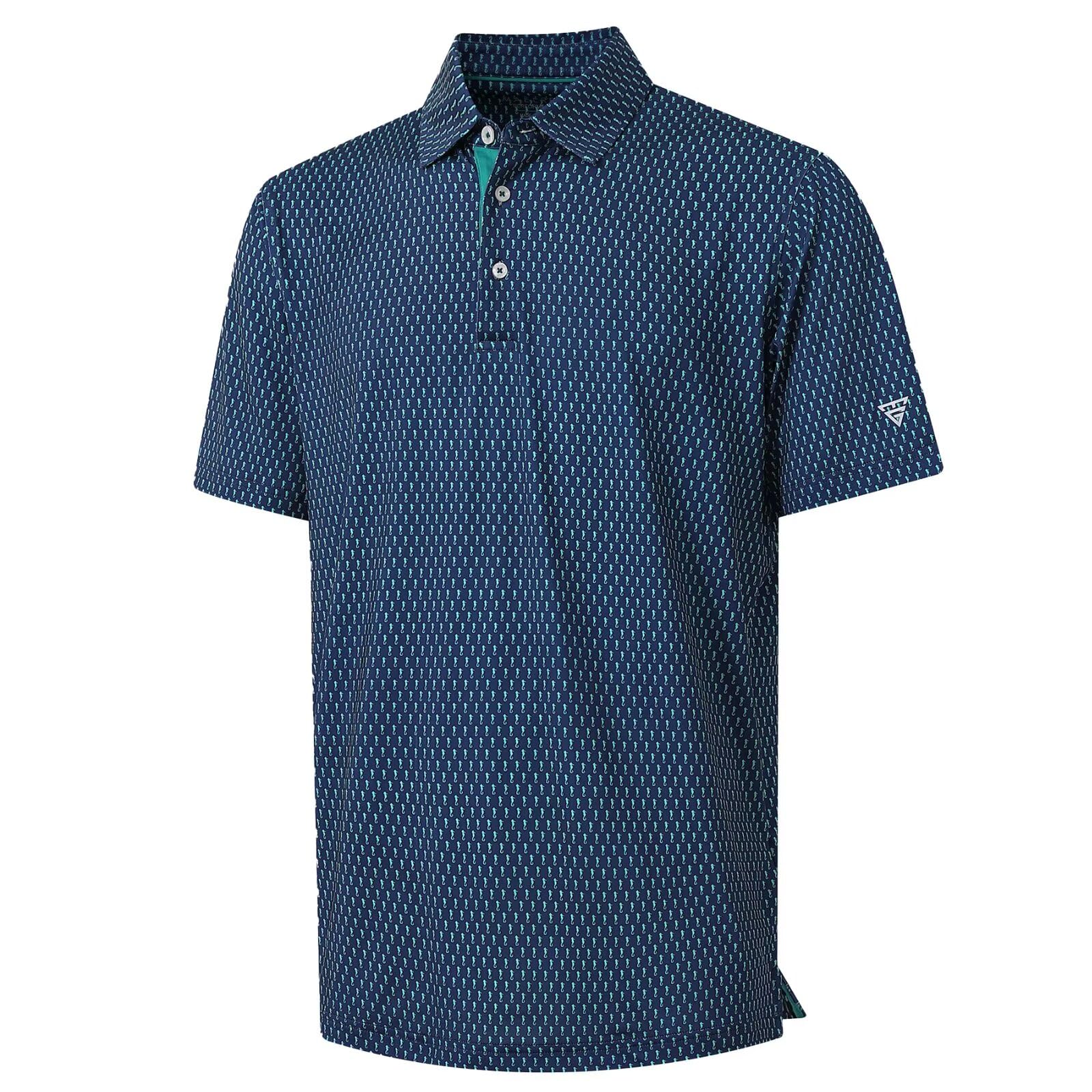 M MAELREG Mens Golf Shirt Short Sleeve Dry Fit Print Moisture Wicking Performance Patterns Collared Polo Shirt