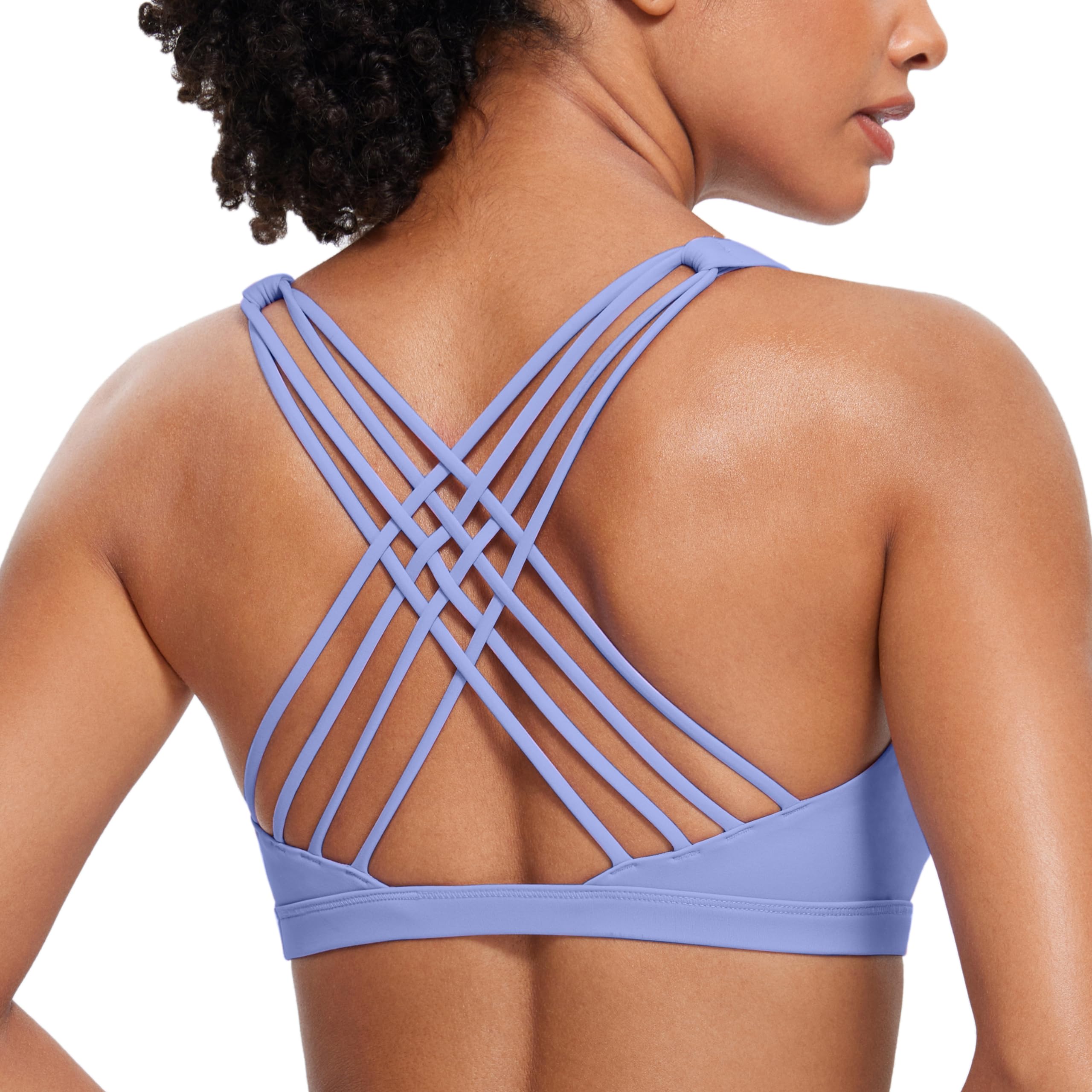 CRZ YOGA Naked Feeling Cross Back Sports Bras | Light Support, Removable Pads, Yoga, Sleek, Strappy, Scoop Neck, for Women