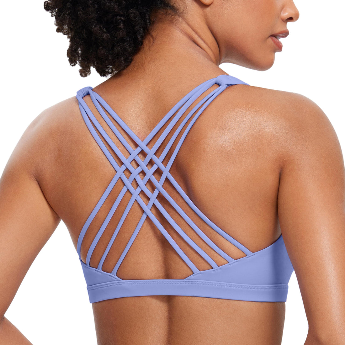 CRZ YOGA Naked Feeling Cross Back Sports Bras | Light Support, Removable Pads, Yoga, Sleek, Strappy, Scoop Neck, for Women