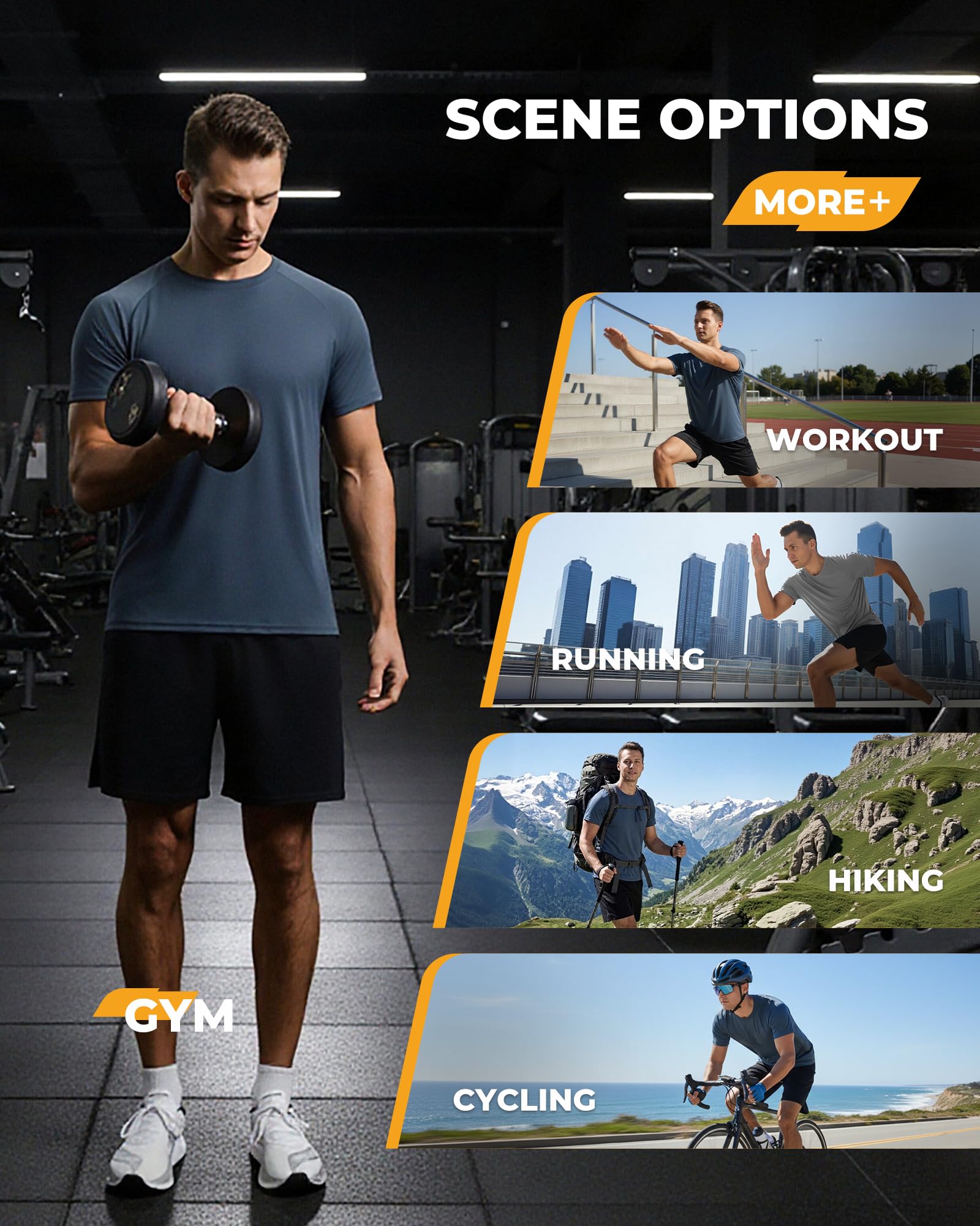 2 Pack Workout Shirts for Men - Casual Quick Dry Men's T-Shirts for Gym | Black Moisture Wicking Crew Neck Cooling Summer Short Sleeve Tees for Running Athletic