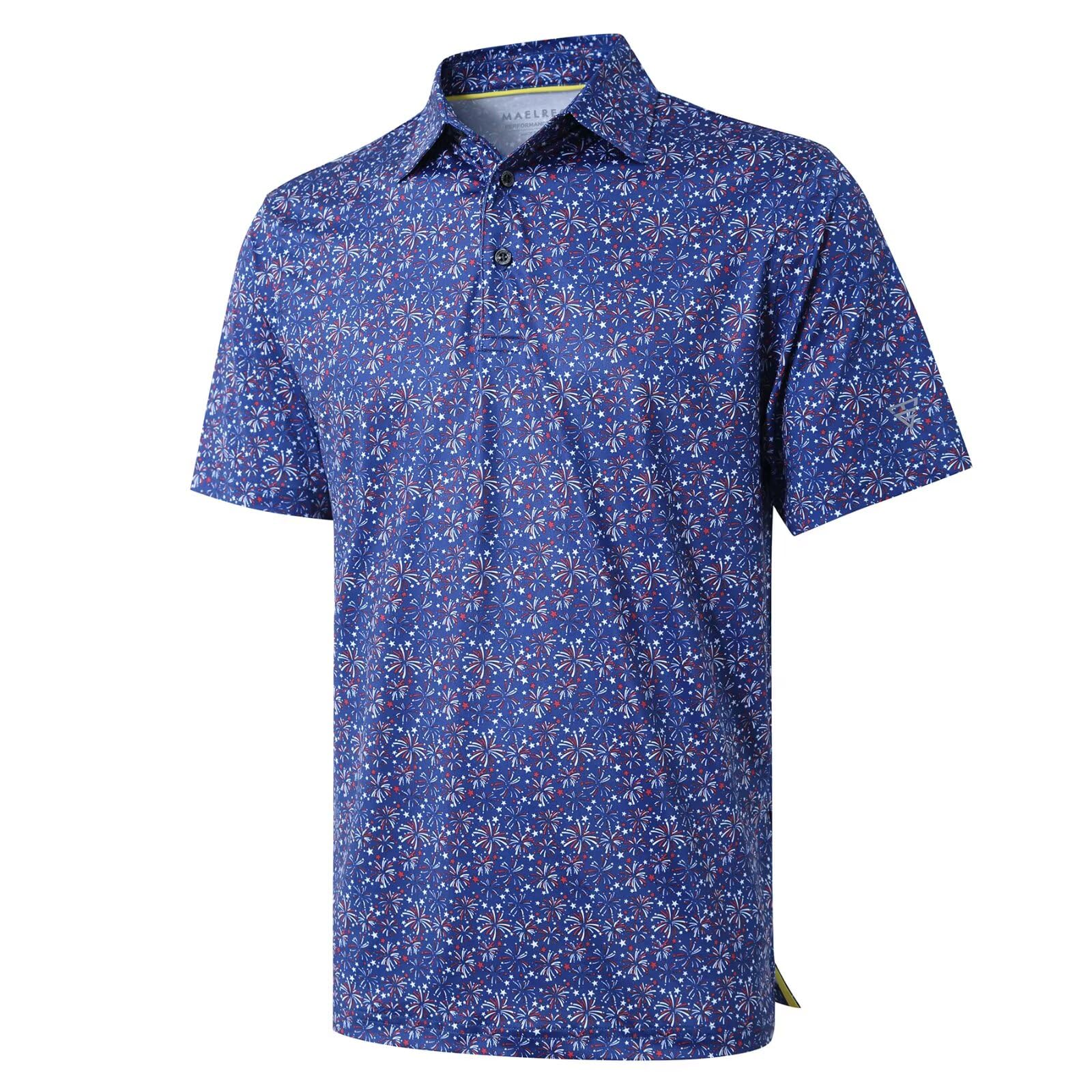 Golf Shirts for Men Dry Fit Short Sleeve Print Performance Moisture Wicking Polo Shirt