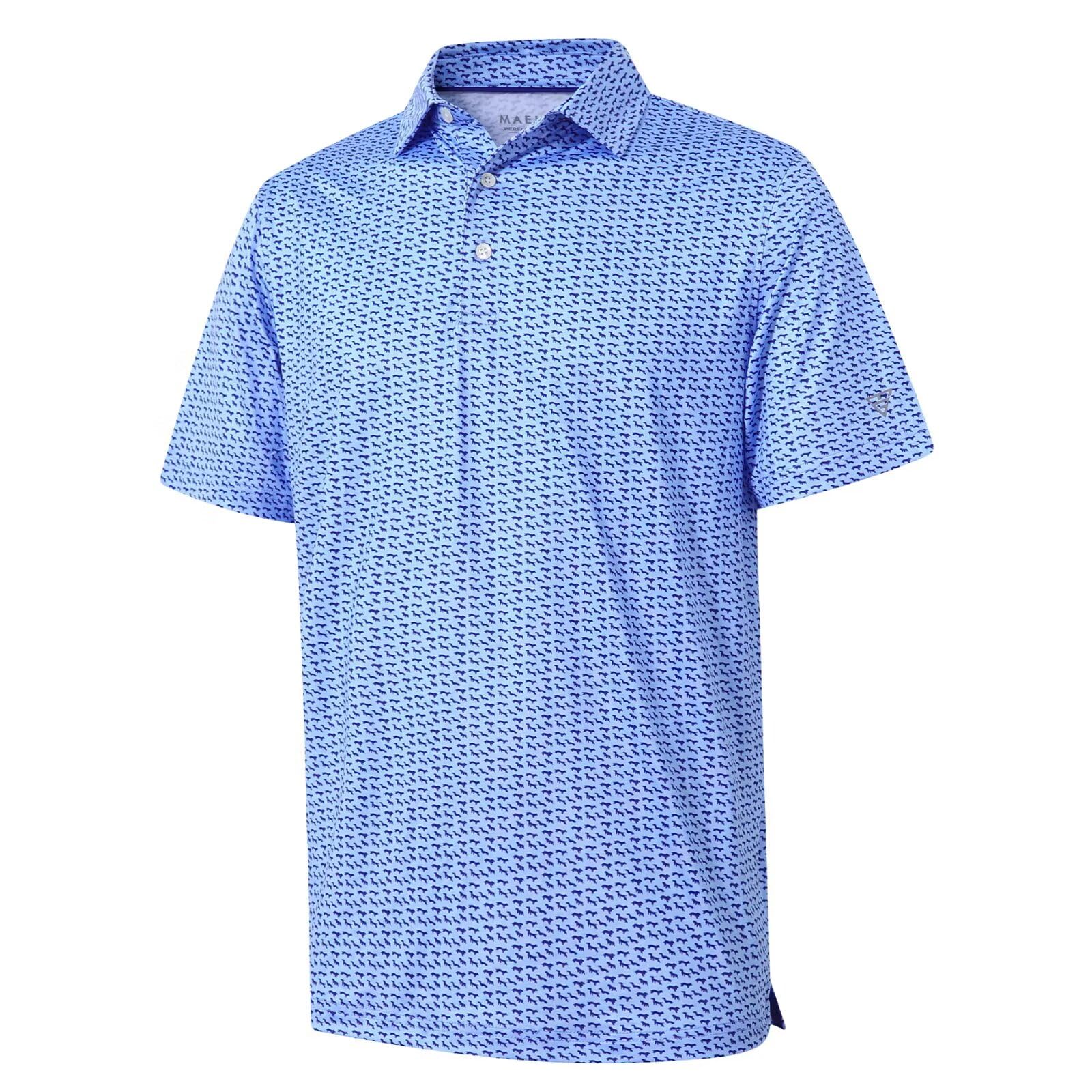 Golf Shirts for Men Dry Fit Short Sleeve Print Performance Moisture Wicking Polo Shirt