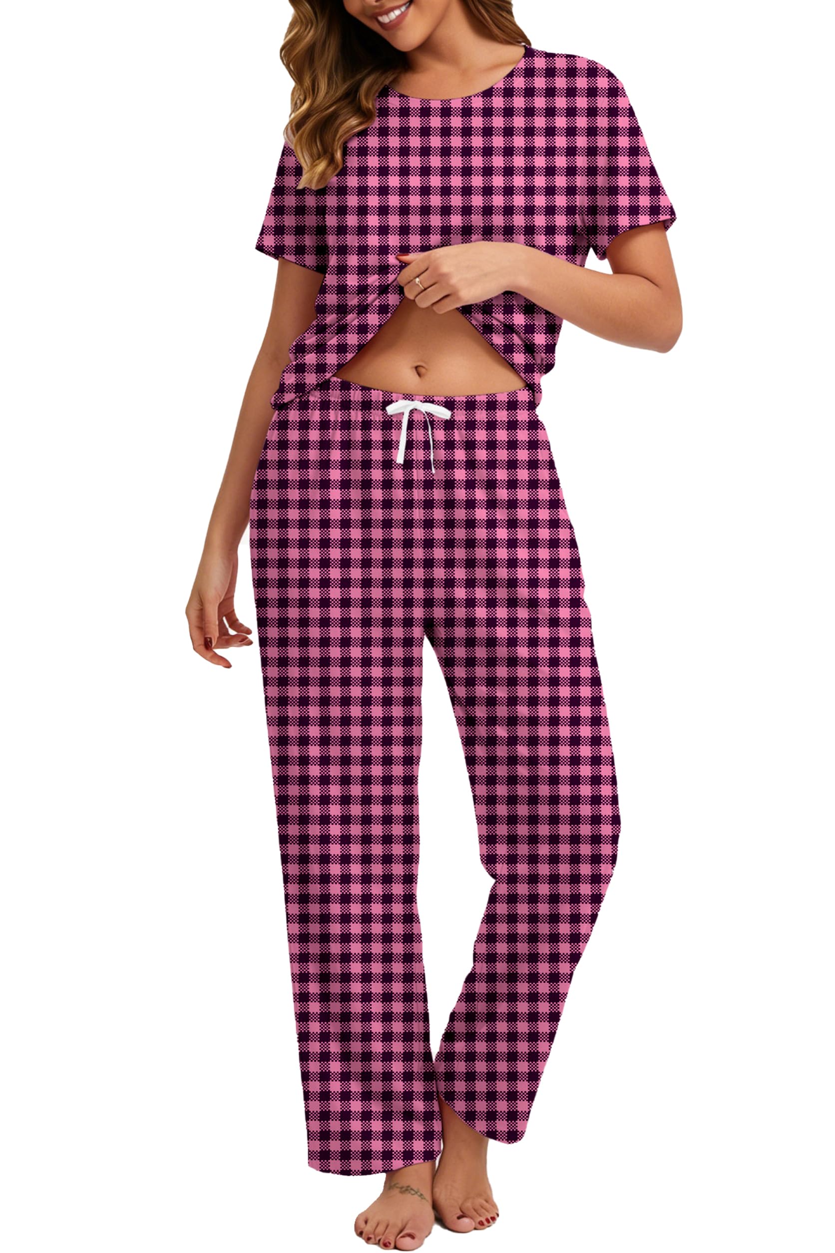 2 Piece Pjs Set For Womens Pajamas Lounge Set Long Sleeve Joggers Pants Sleepwear with Pockets
