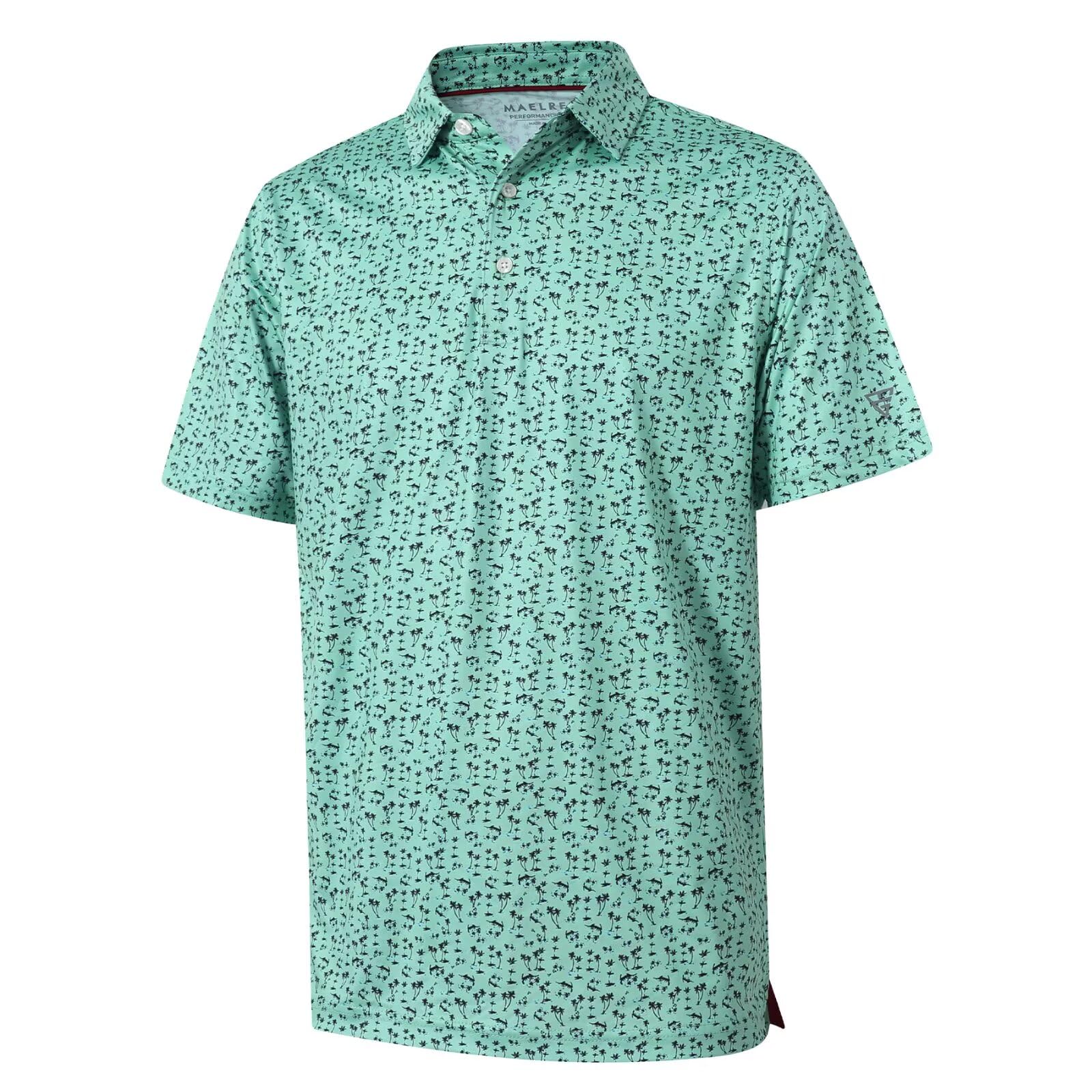 Golf Shirts for Men Dry Fit Short Sleeve Print Performance Moisture Wicking Polo Shirt