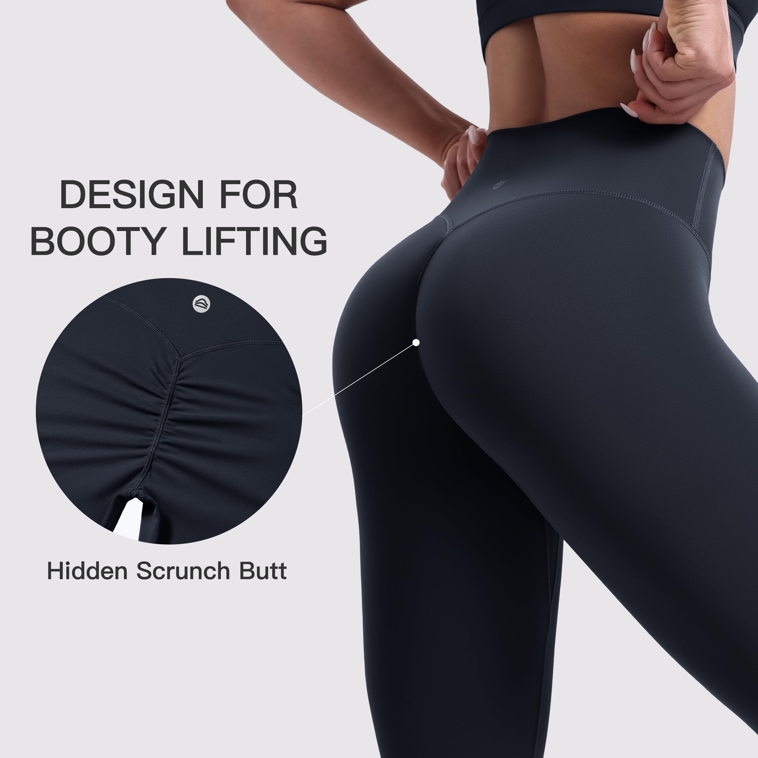 ENERBLOOM Yoga Leggings for Women Hidden Scrunch 25"/28"