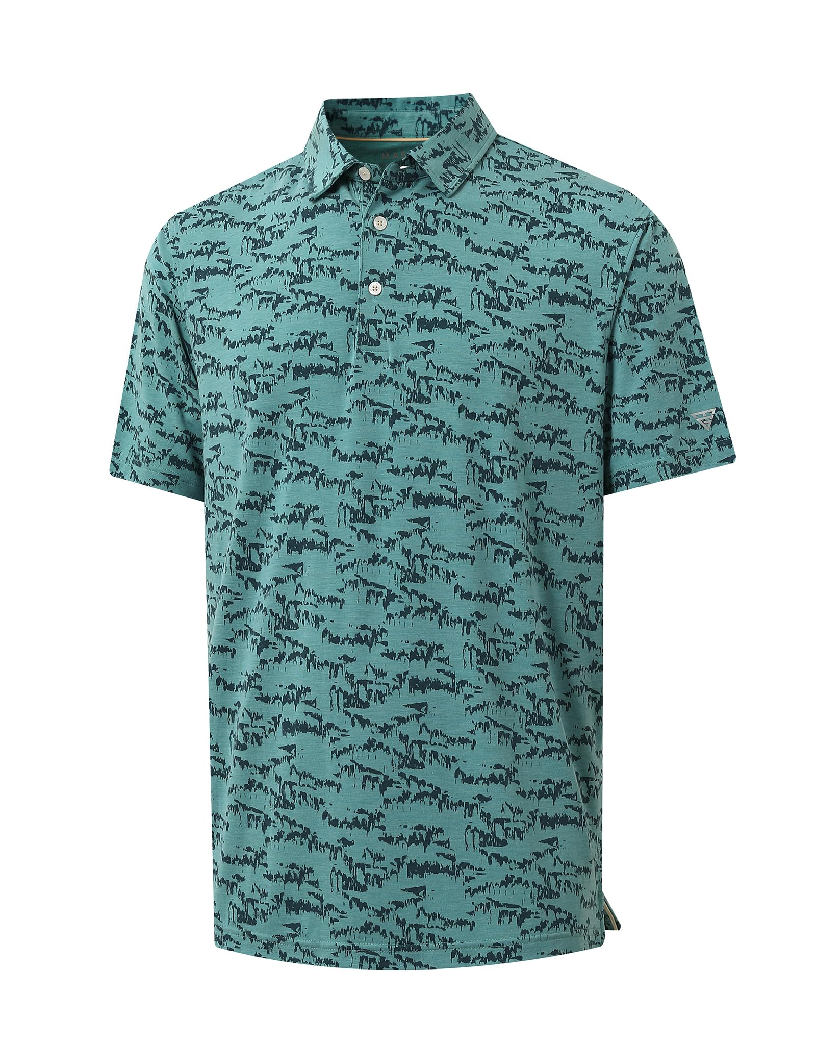 M MAELREG Golf Shirts for Men Print Performance Moisture Wicking Dry Fit Heather Stripe Collared Mens Polo Shirt Short Sleeve