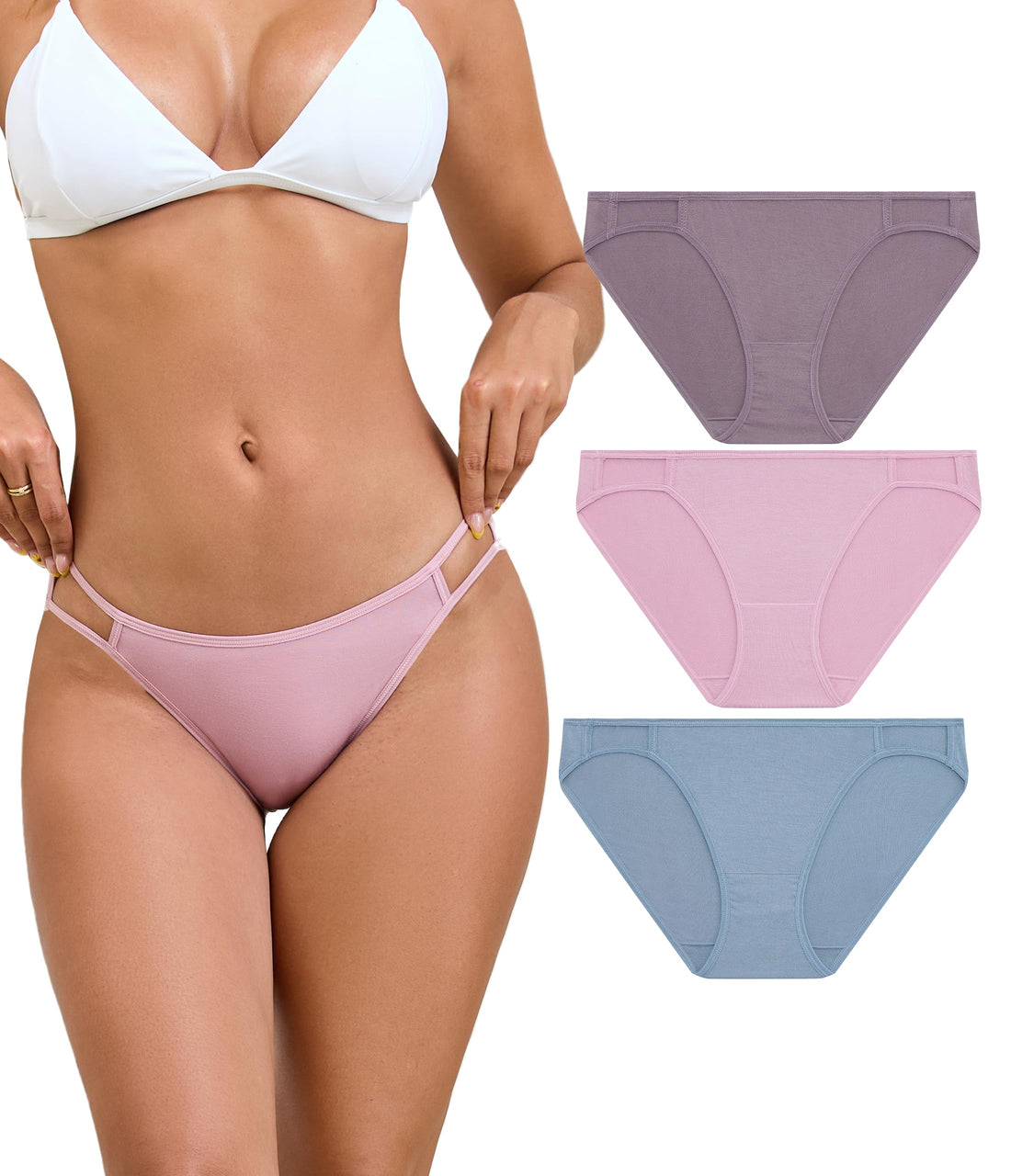 ANLIQI Women's High Cut String Bikini Panties Modal Comfort Breathable Stretch Bikini Underwear Soft Plus Size Underwear
