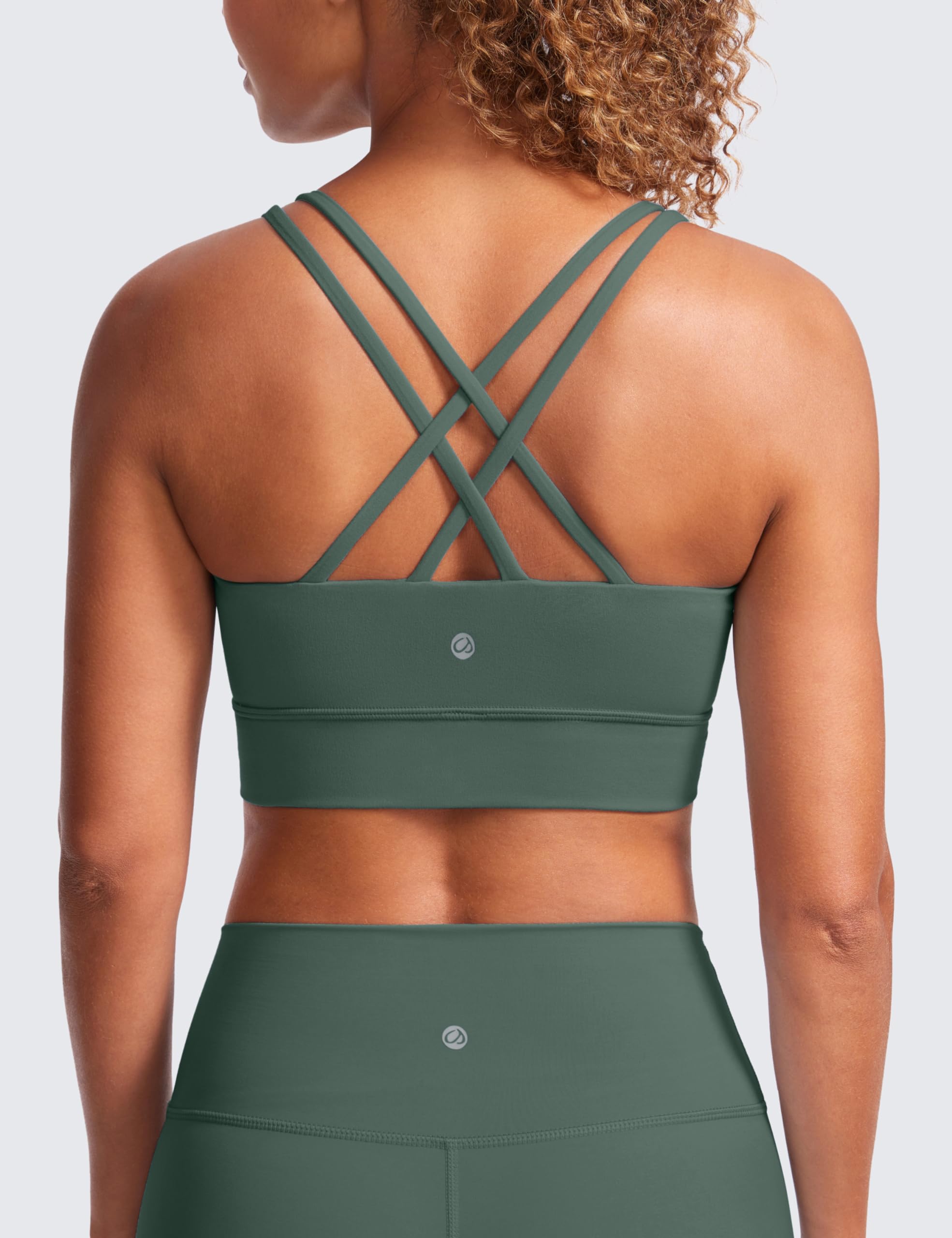 CRZ YOGA Softness Mold Butterluxe Sports Bras | Molded Cup, Light Support, Yoga, Extremely Soft, Longline, Strappy Back, Scoop Neck, for Women