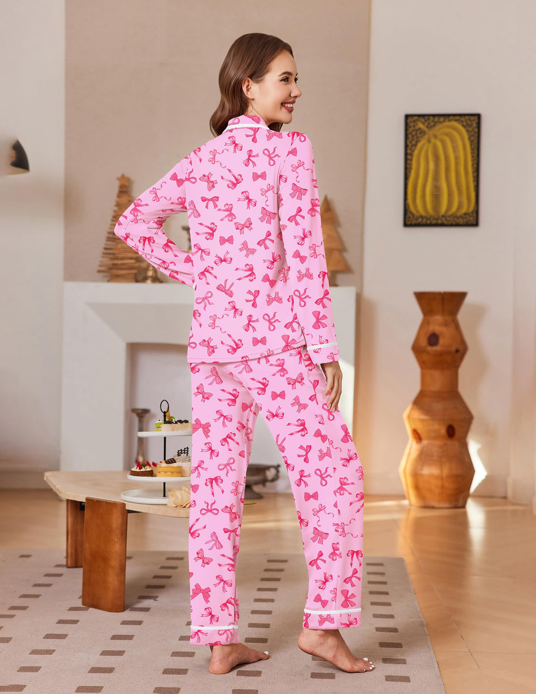Ekouaer Womens Pajama Sets Long Sleeve Button Down Lounge Sets with Pockets