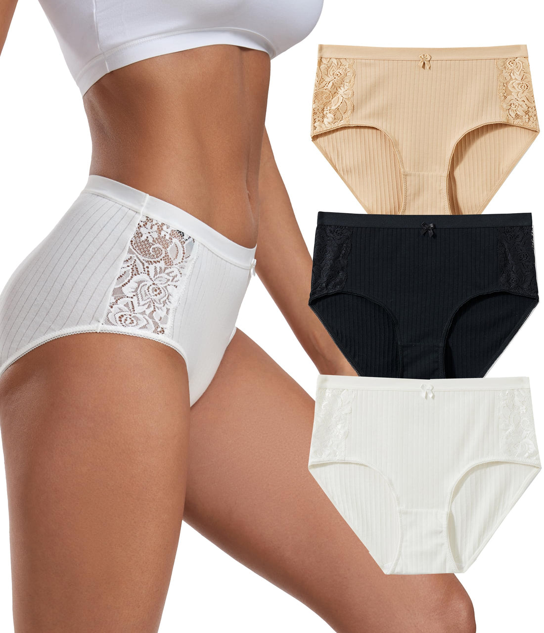 ANLIQI Women's Cotton Modal Ployamide Bikini Panties, Soft Moisture Wicking Hipster Briefs Undies for Ladies Multi-Pack