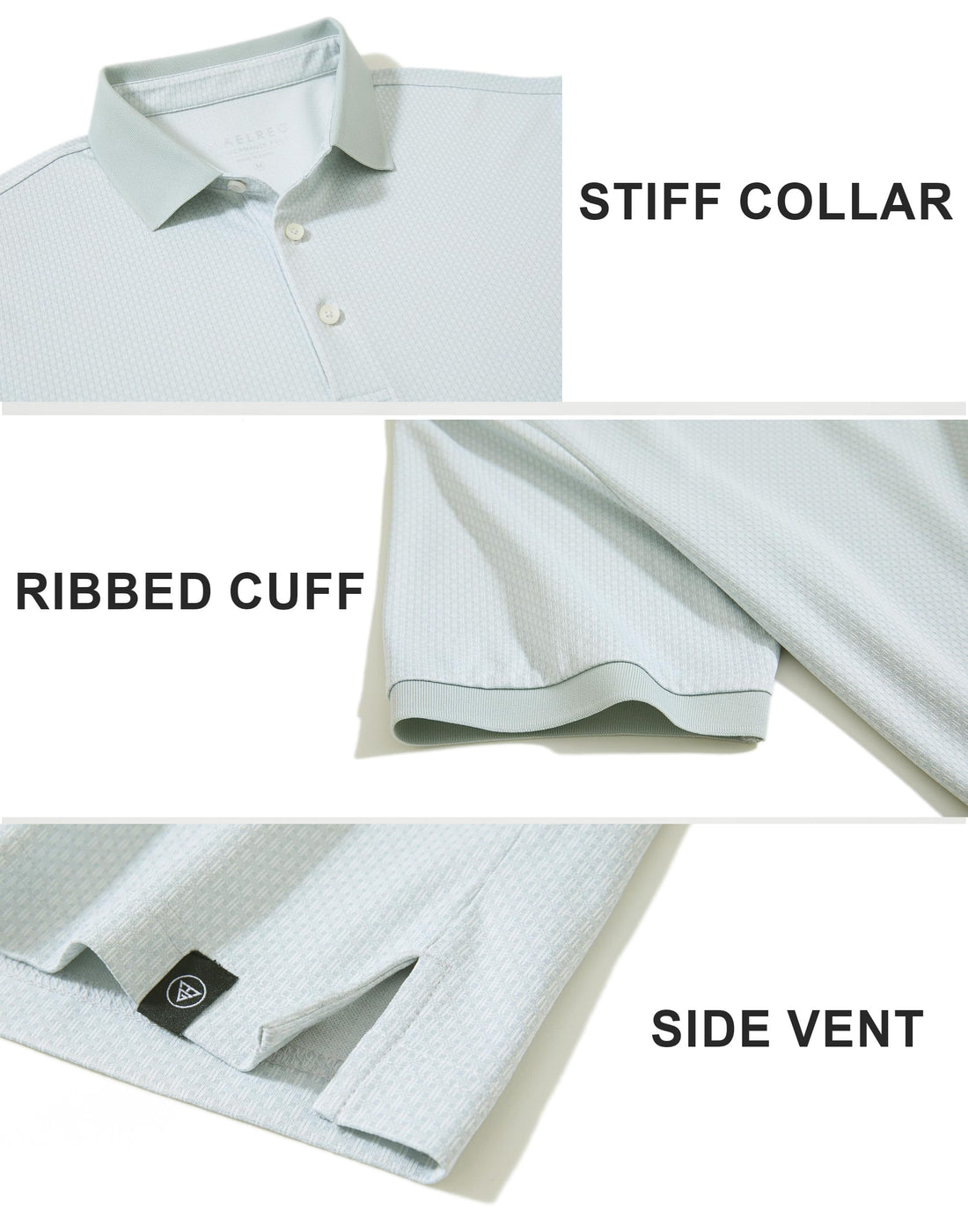 M MAELREG Mens Golf Polo Shirts Jacquard Ribbed Collar Performance Moisture Wicking Dry Fit Short Sleeve Golf Shirts for Men