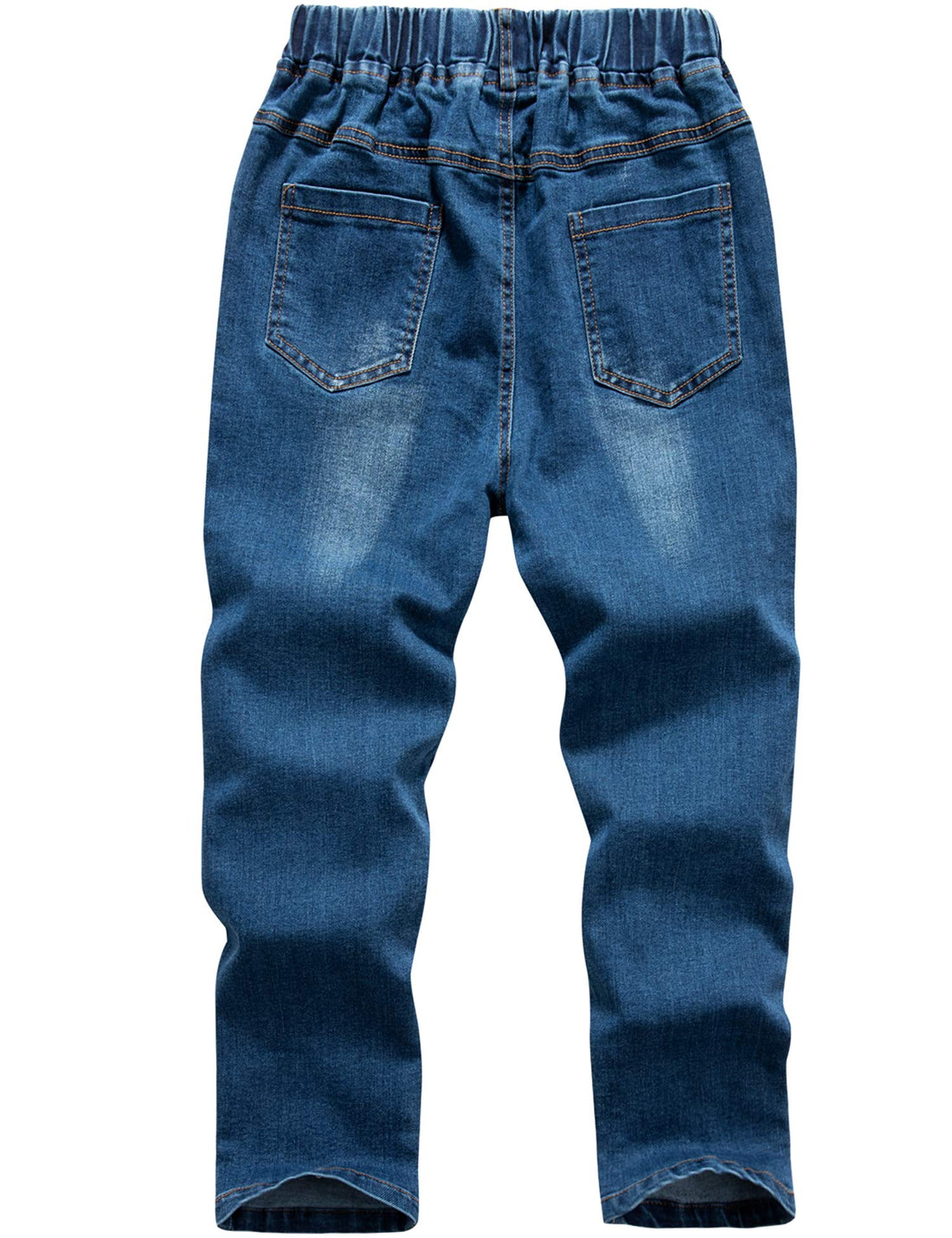 Boys' Blue Denim Jeans Elastic Waist Cotton Pants for Kids