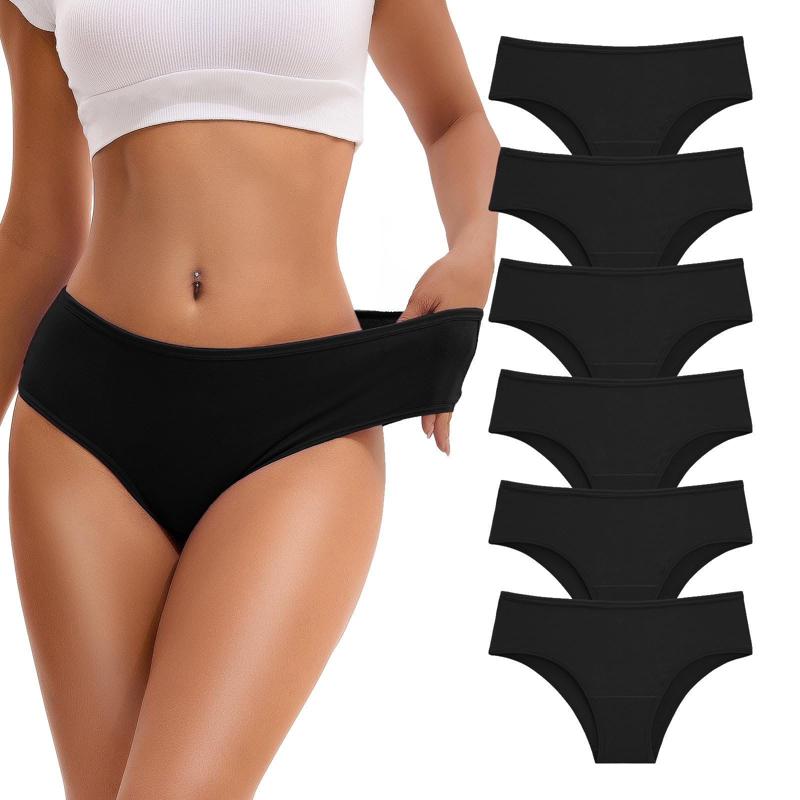 INNERSY Women's Cotton Underwear Cheeky Hipster Panties 6-Pack